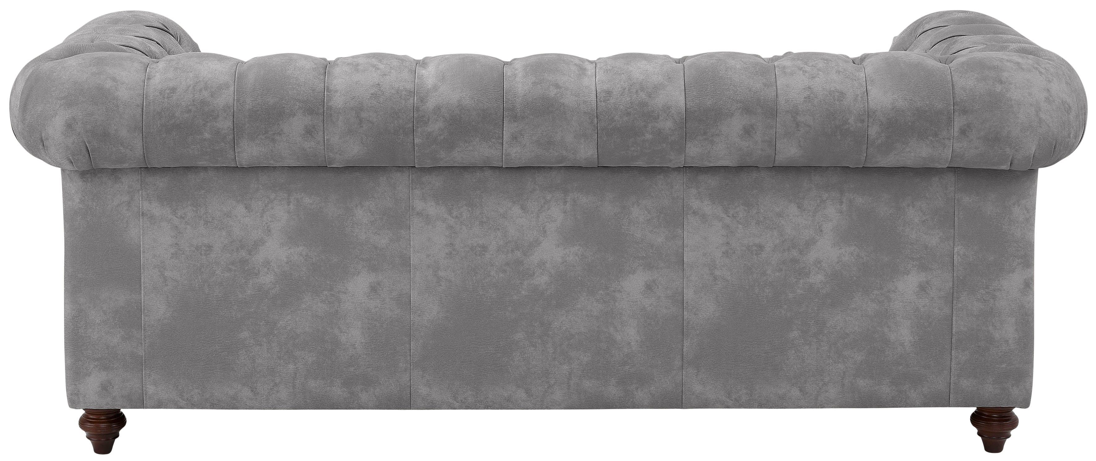 Home affaire Chesterfield-bank Chesterfield 3-zits B/D/H: 198/89/74 cm met hoogwaardige knoopdetails, ook in leer