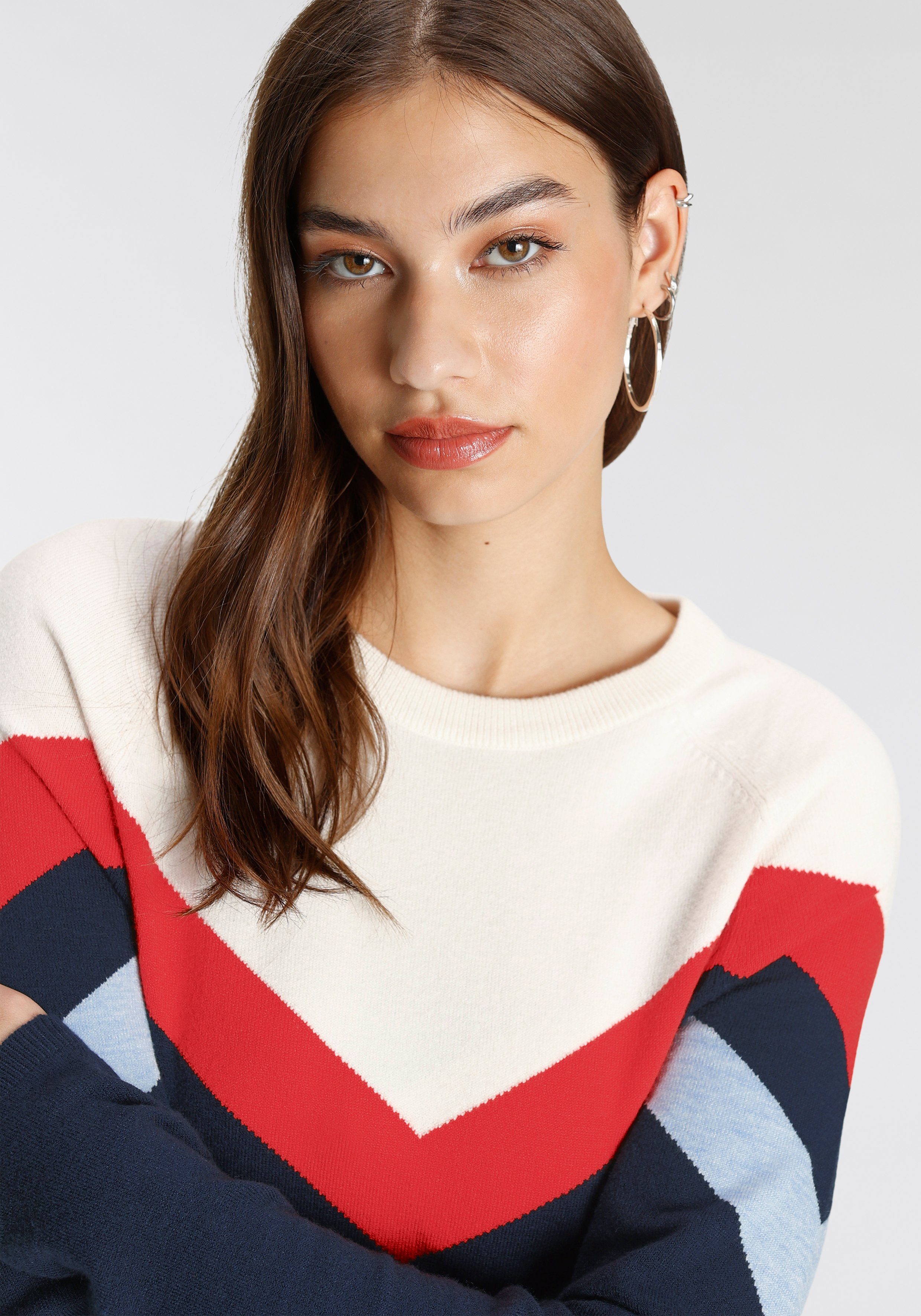 Tamaris Gebreide jurk casual look, van katoenmix, lange raglanmouwen