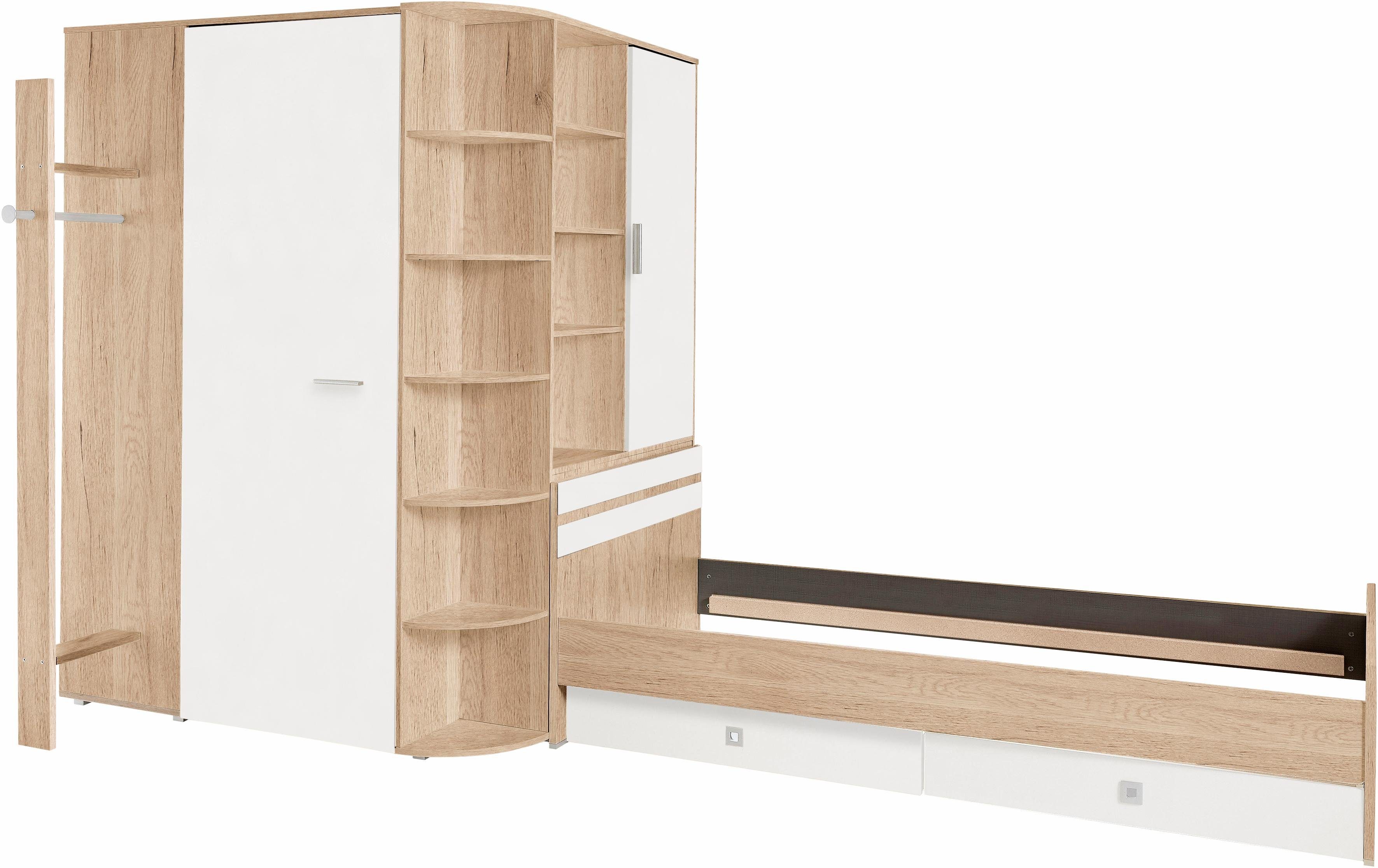 Wimex Tienerkamerset Joker kledingkast met garderobe, bed en opberglades (set, 4-delig)