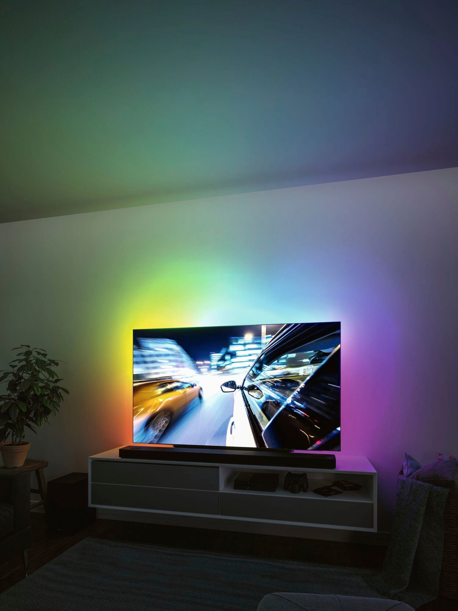 Paulmann Led-strepen USB LED Strip TV-Verlichting 65 Inch 2,4m Dynamic Rainbow RGB 4W (1 stuk)