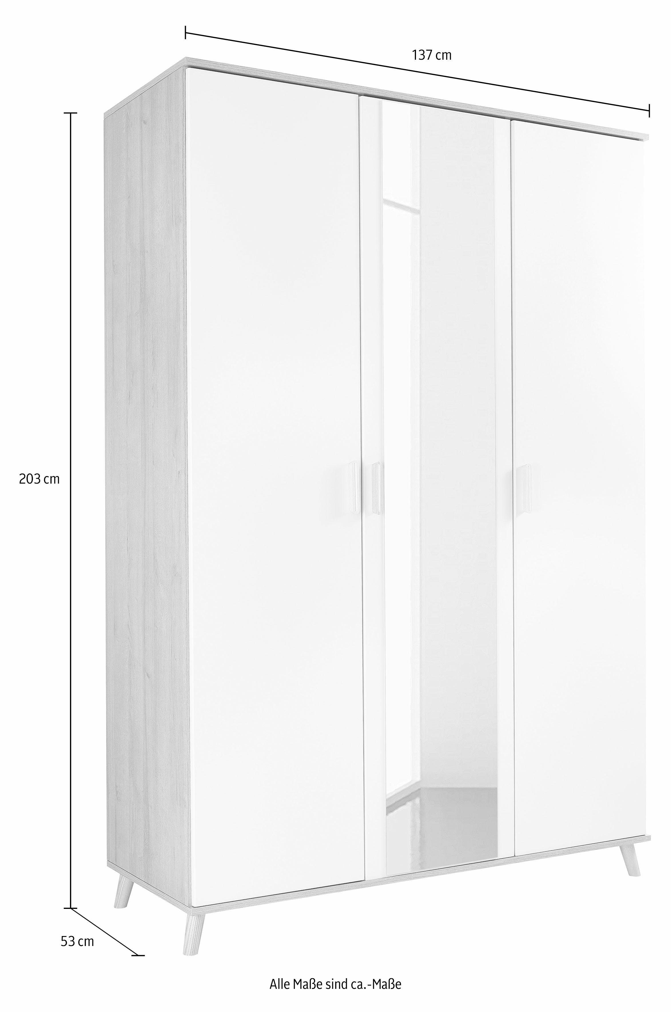 rauch Kledingkast Ottos Choice Skandi Kinderkamer Bestseller Slaapkamerkast FALUN in moderne scandi-look, poten/handgrepen eiken massief made in germany