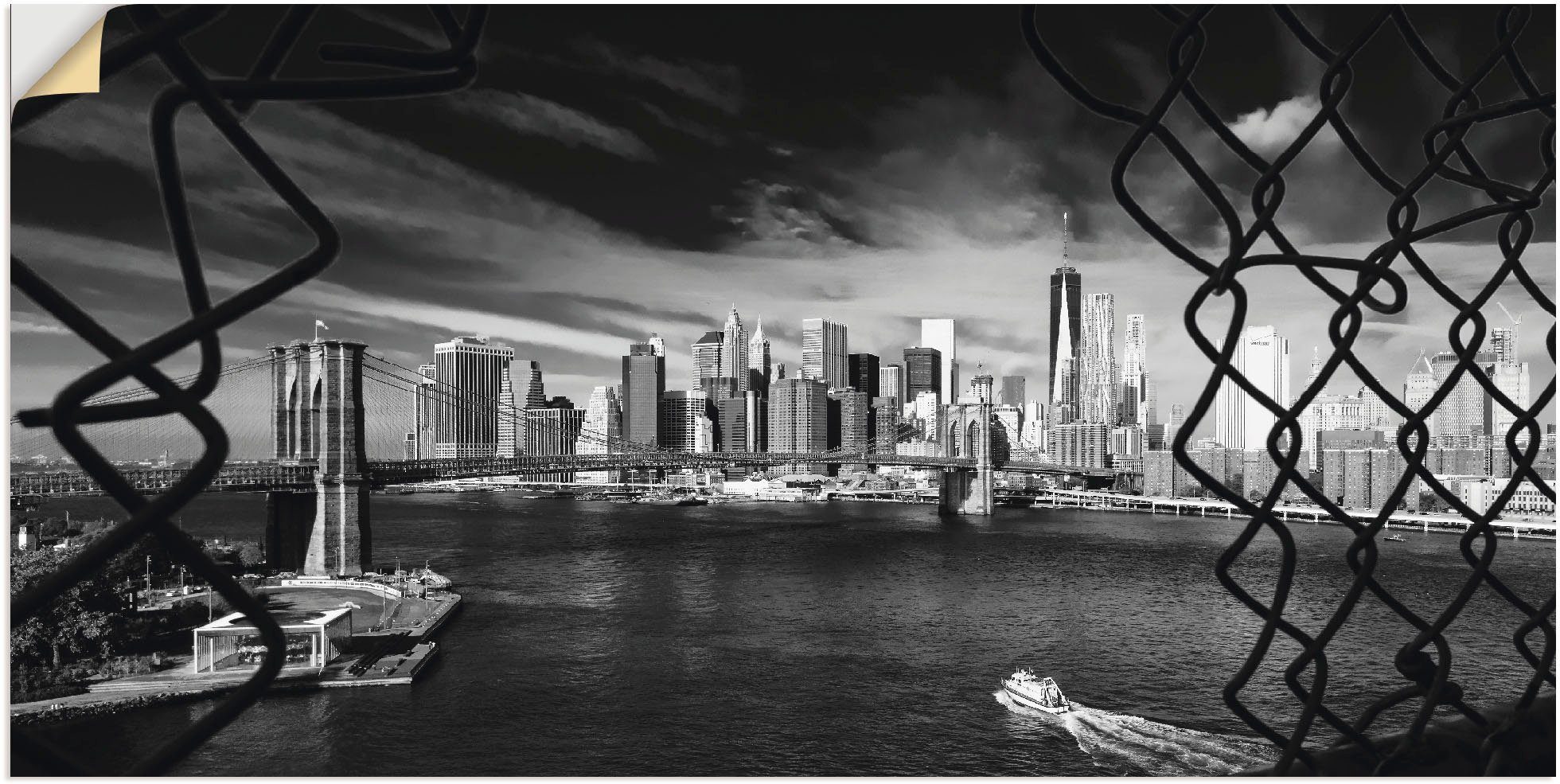 Artland Artprint Brooklyn Bridge New York I als muursticker in verschillende maten foto schilderijen zwart