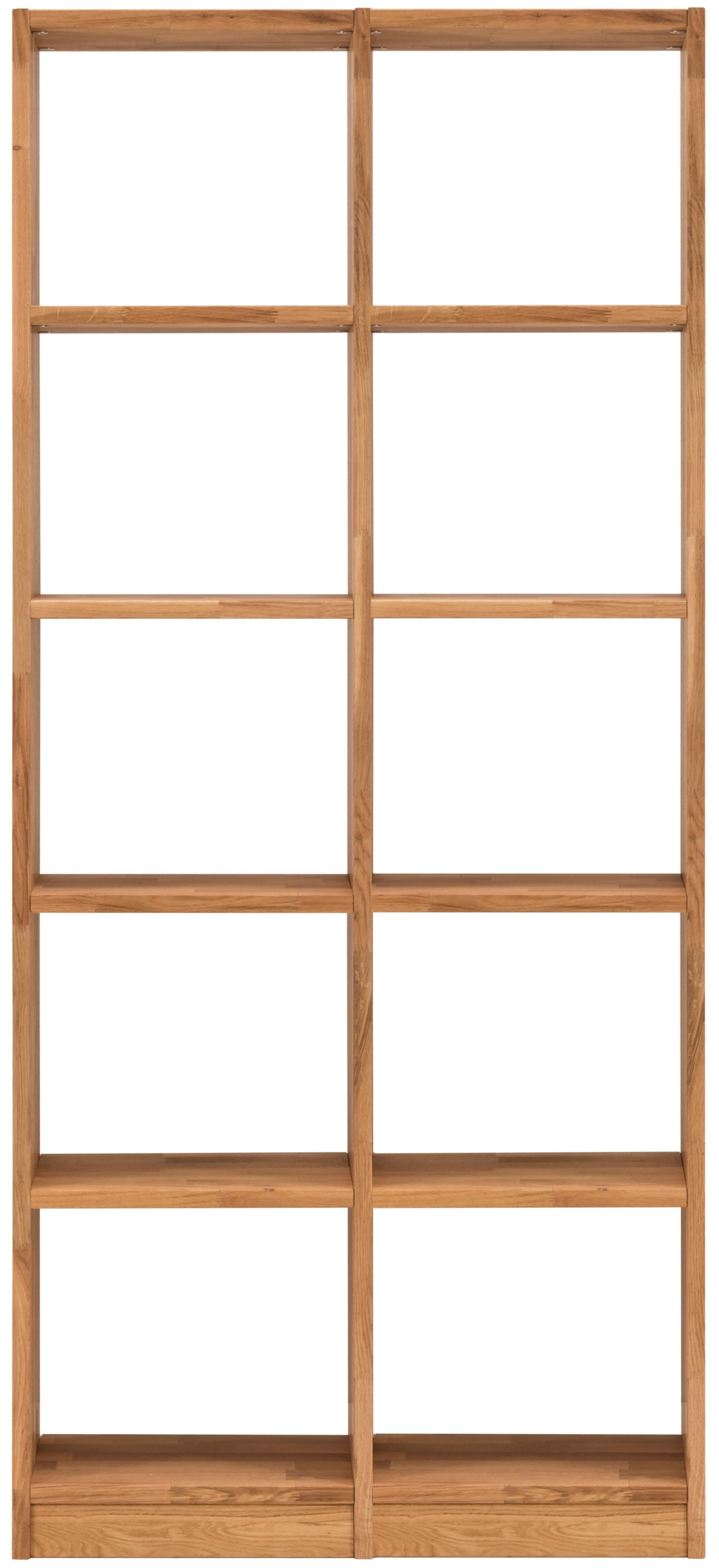 Home affaire Kastelement Ecko van massief wildeikenhout, breedte 92 cm, met 10 vakken boekenkasten maat 92x34x202 cm beige