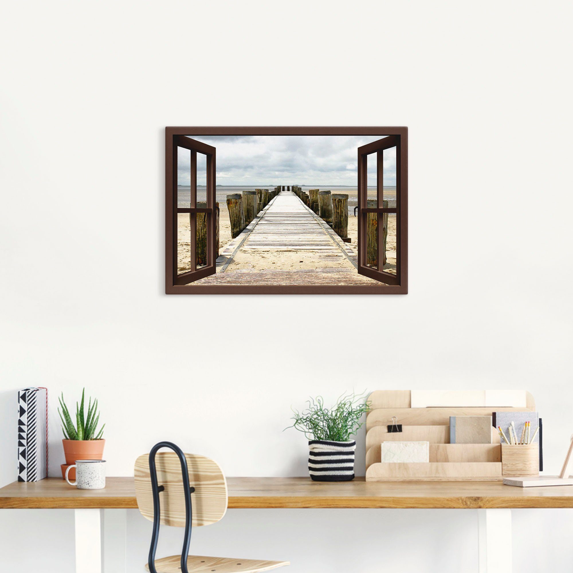 Artland Artprint Blik uit het venster - steiger als artprint op linnen, muursticker in verschillende maten