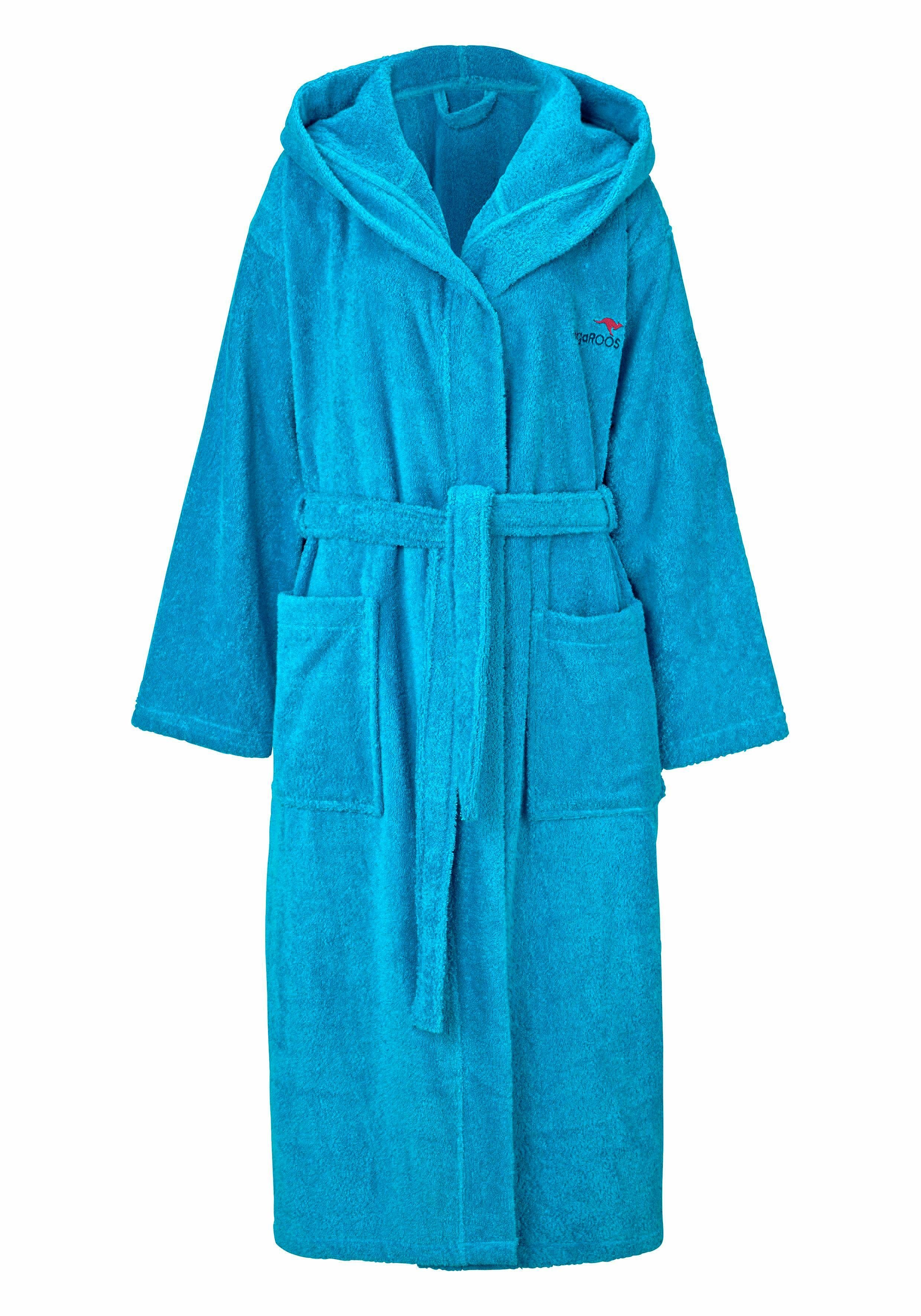 KangaROOS Uniseks badjas Cassidy, voor dames & heren, standaardlengte & extra lengte met zakken, mannen en vrouwen, katoen, reizen, hotel, sauna, s-3xl (1 stuk)