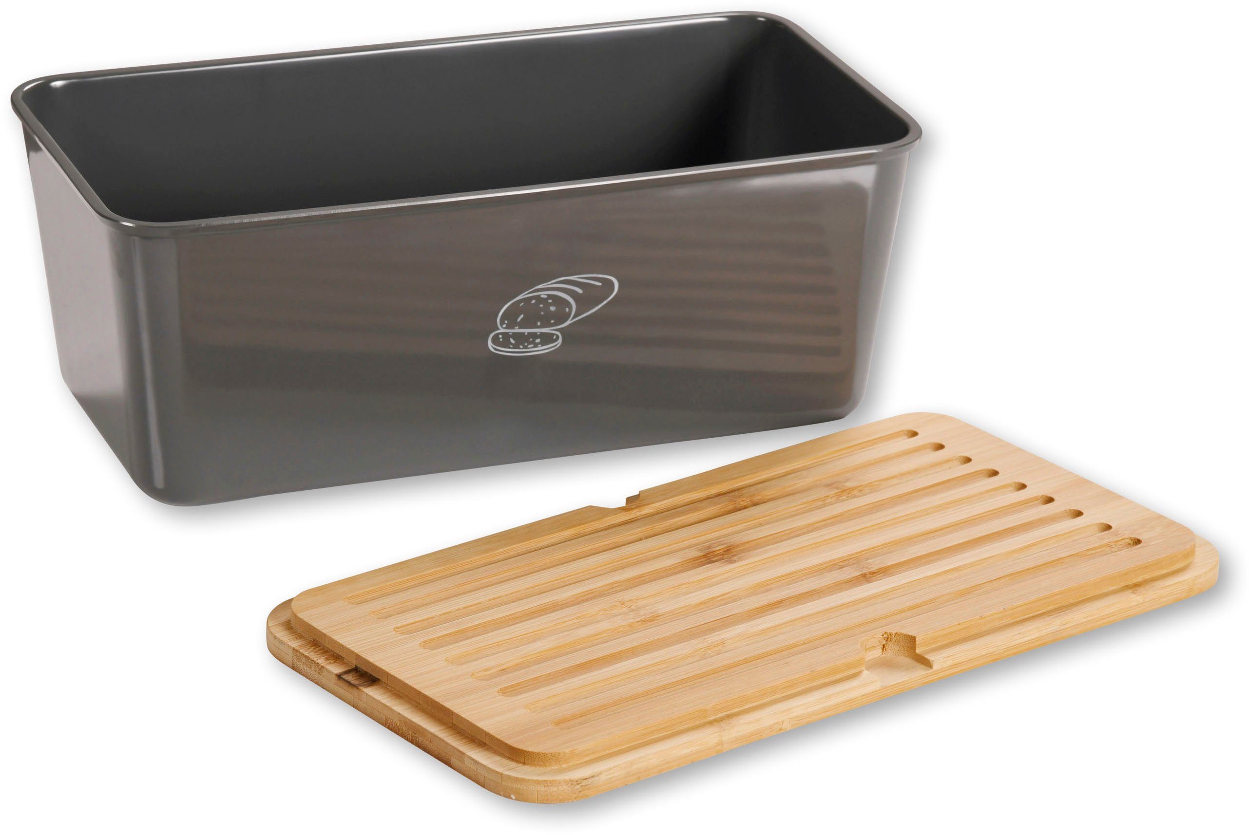 KESPER for kitchen & home Broodtrommel Brooddoos met bamboedeksel met afneembare deksel met snijoppervlak (2-delig)