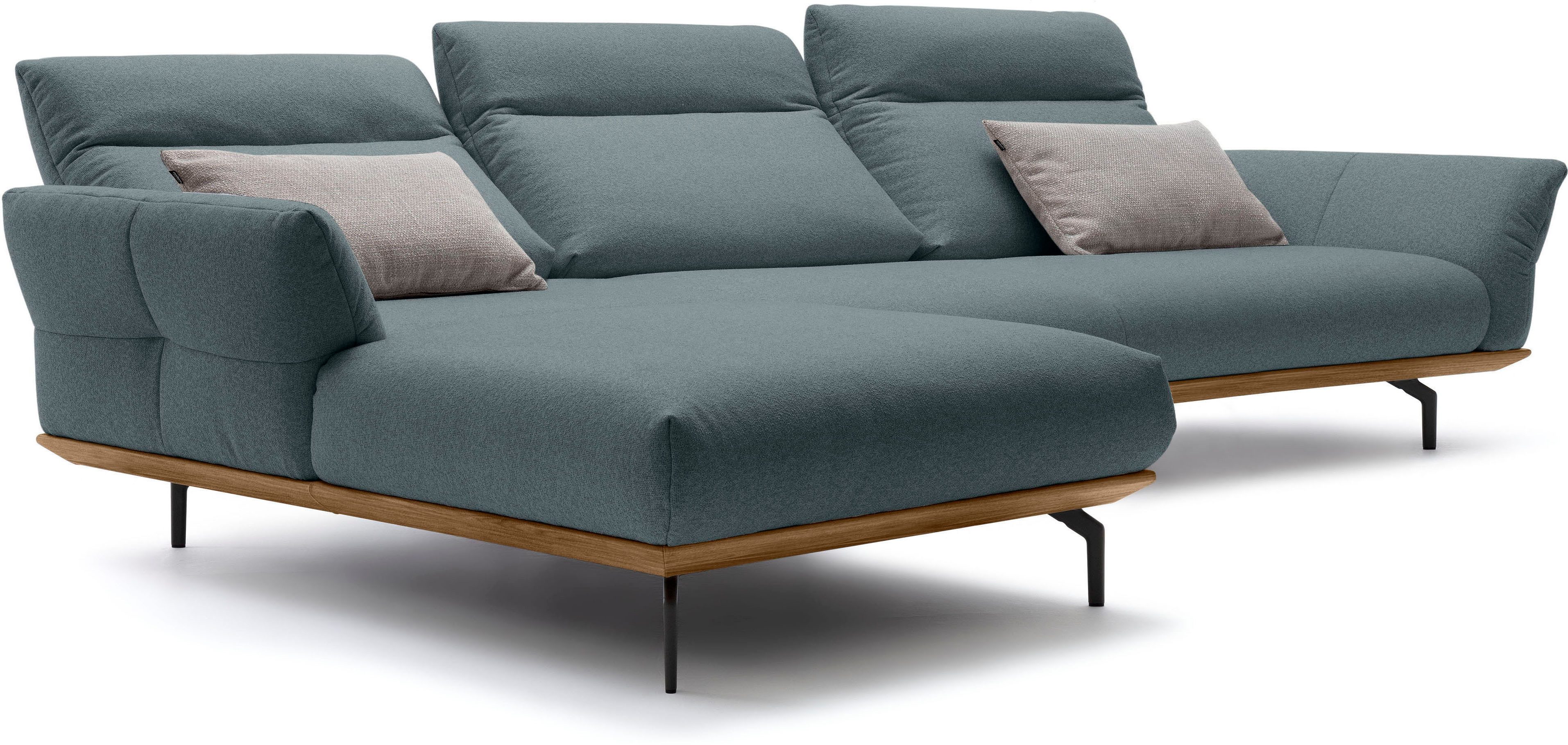 Creation BY ROLF BENZ Hoekbank Hs.460 Sokkel in walnotenhout, onderstel in umbra grijs, breedte 338 cm