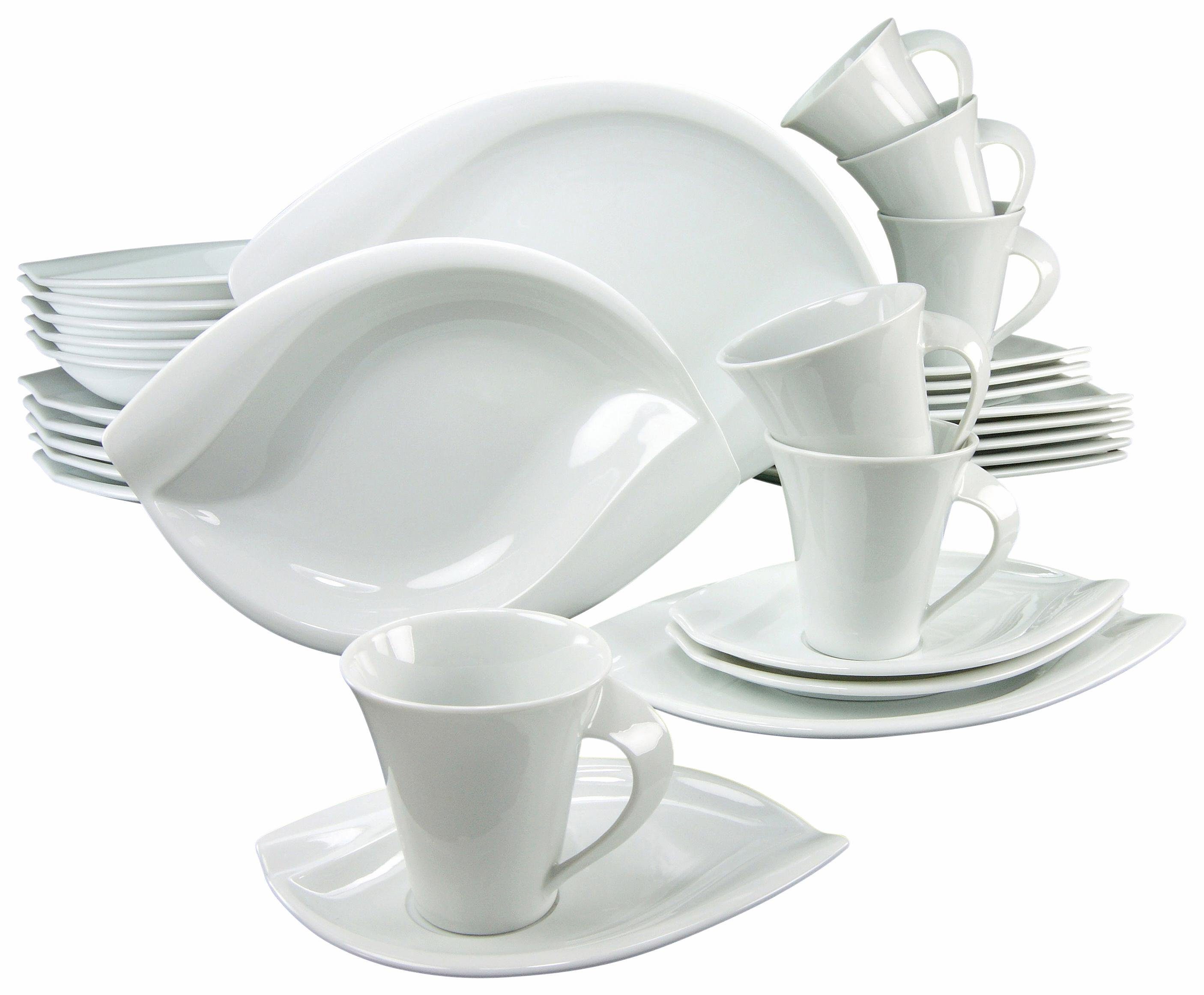 Otto CreaTable Combi-servies Acacia Servies. wit. opvallend model. 30 delen. voor 6 personen (set. 30-delig) aanbieding