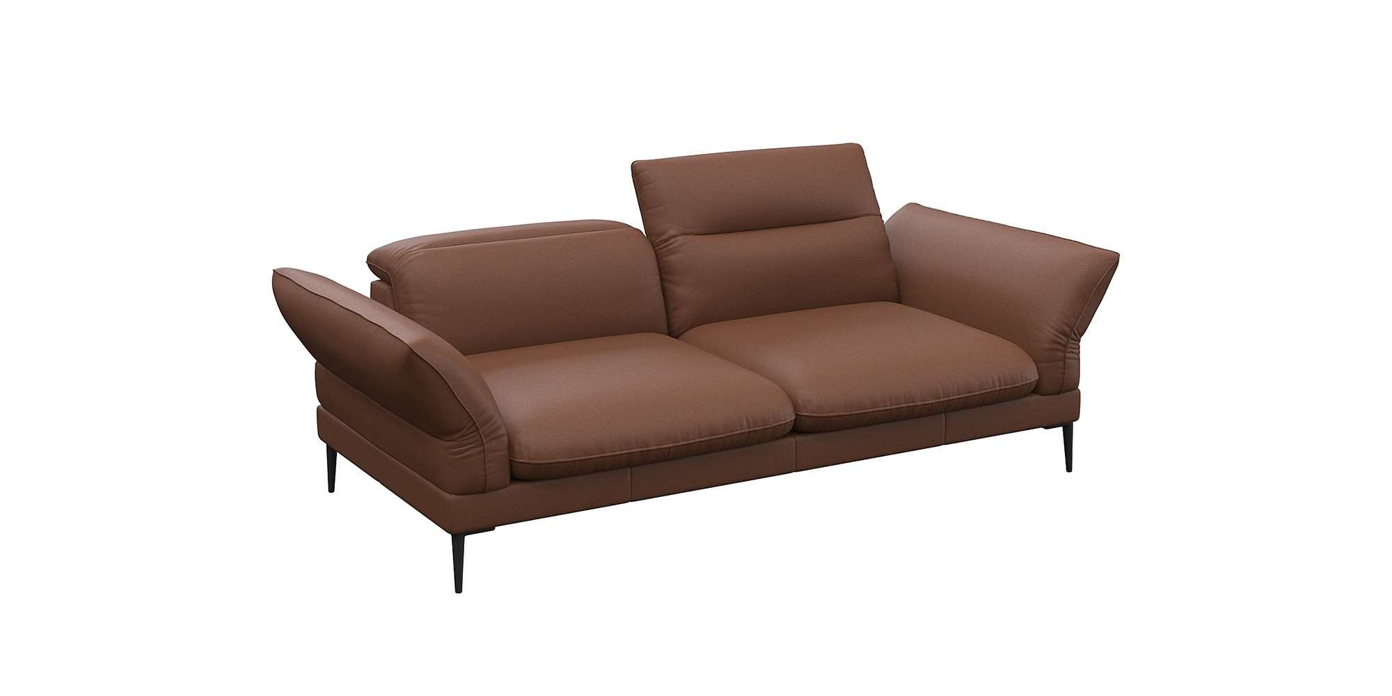 FLEXLUX 2,5-zits Salino, functie-sofa, relaxsofa Bank met arm- en hoofdeinde verstellingen, koudschuim & staalgolven bruin, 2-zitsbanken