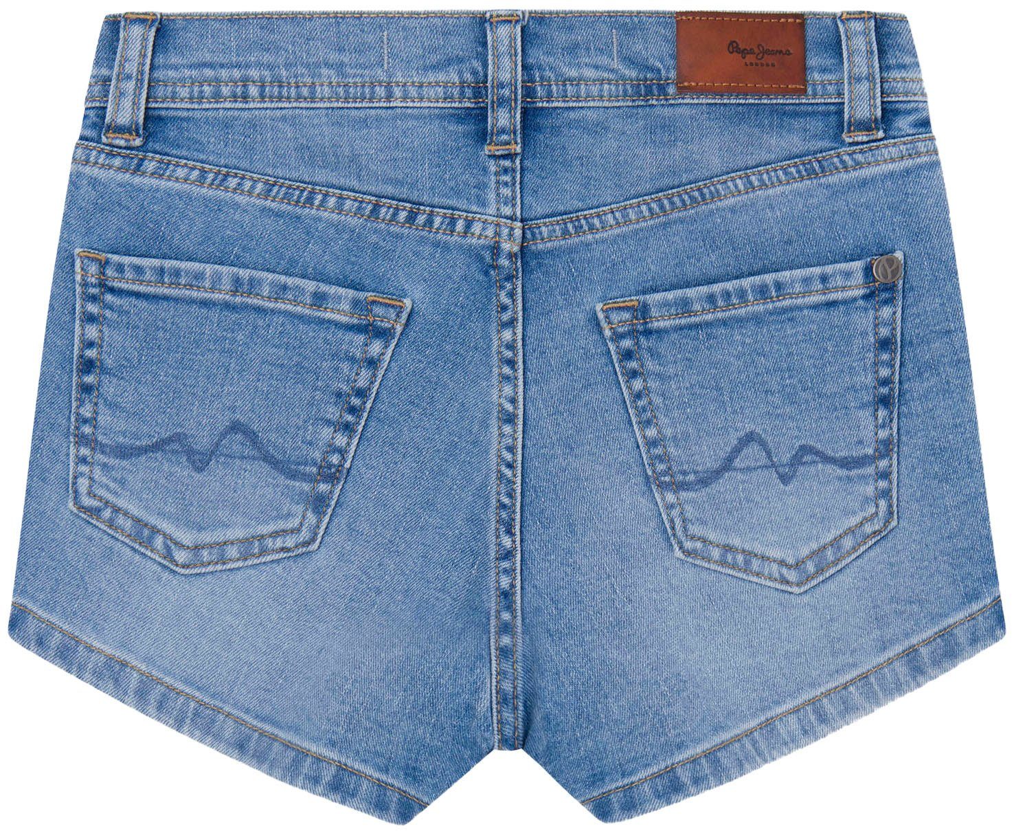Pepe Jeans Short met leren merklabel op de achterkant