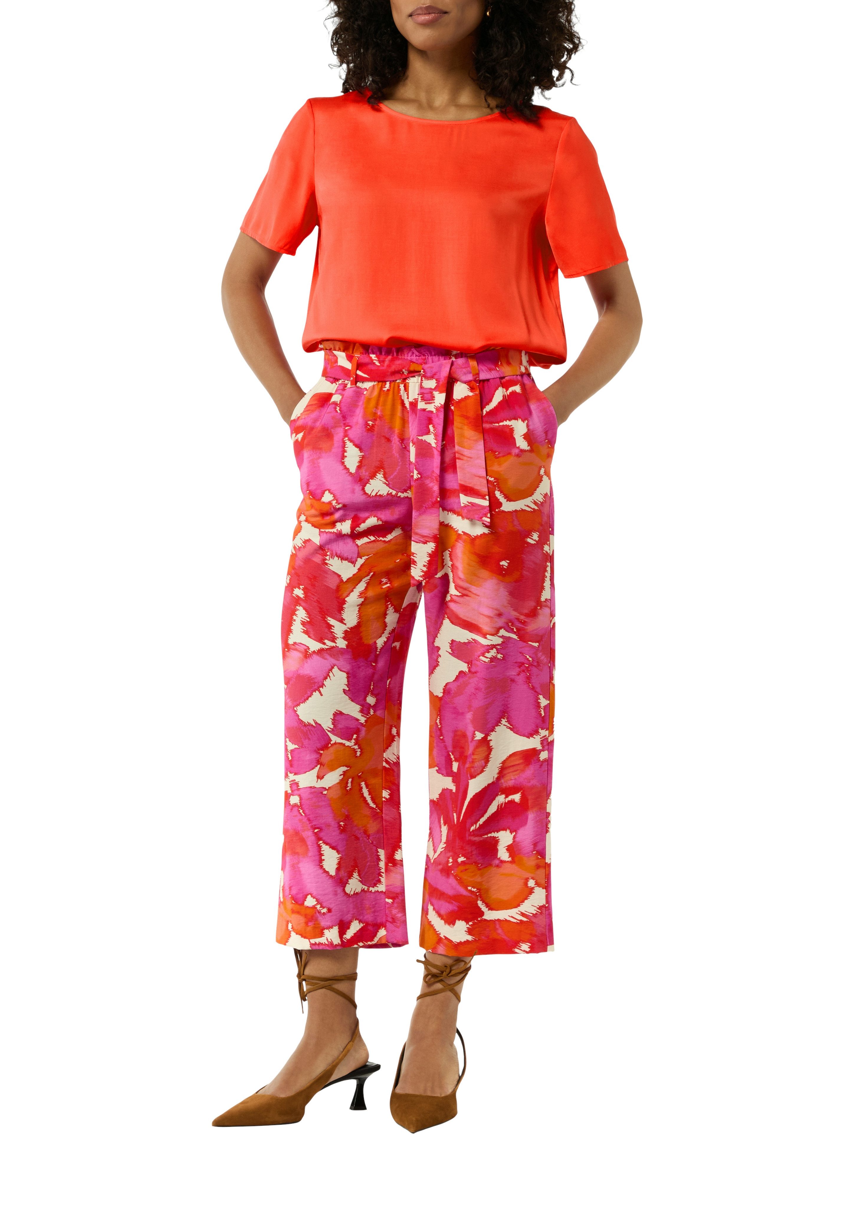 Comma Satijnen blouse met cut-out en knop in de nek