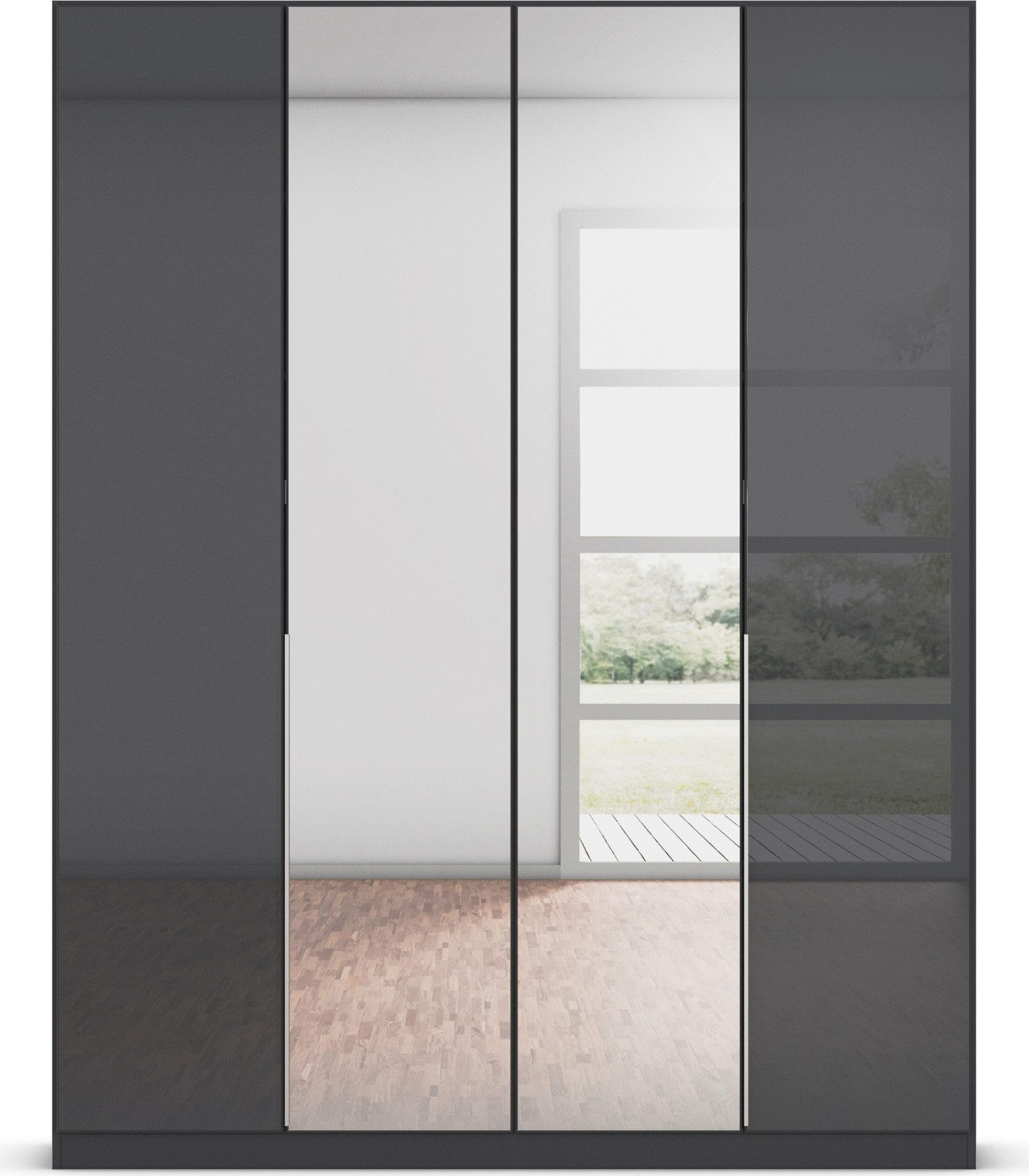rauch Draaideurkast Kledingkasten kast garderobe AGORDO met glazen front doordachte binnenuitrusting, in 6 breedtes en 2 hoogtes made in germany