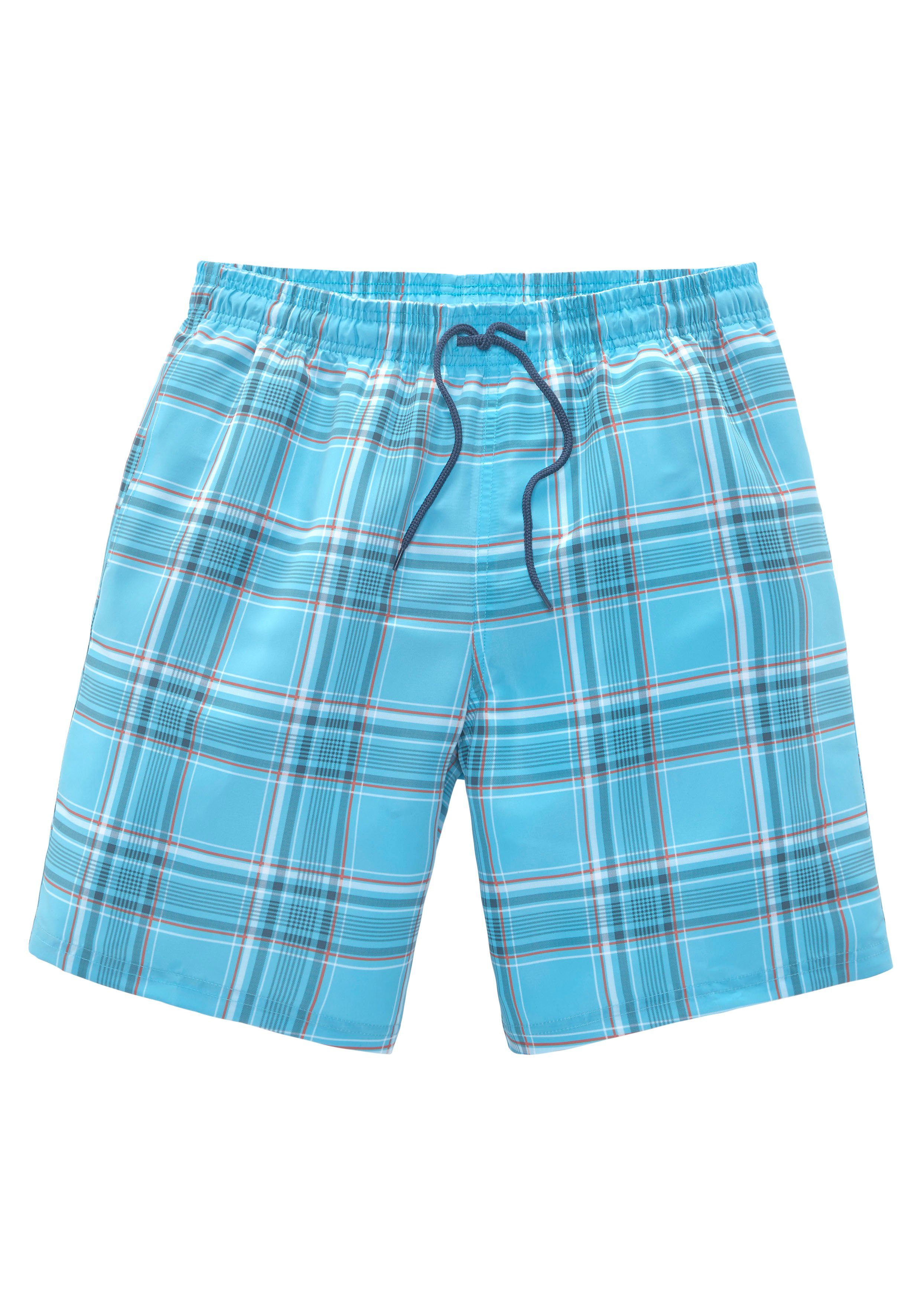 H.I.S Zwemshort Geruit met contrastkleurig koord