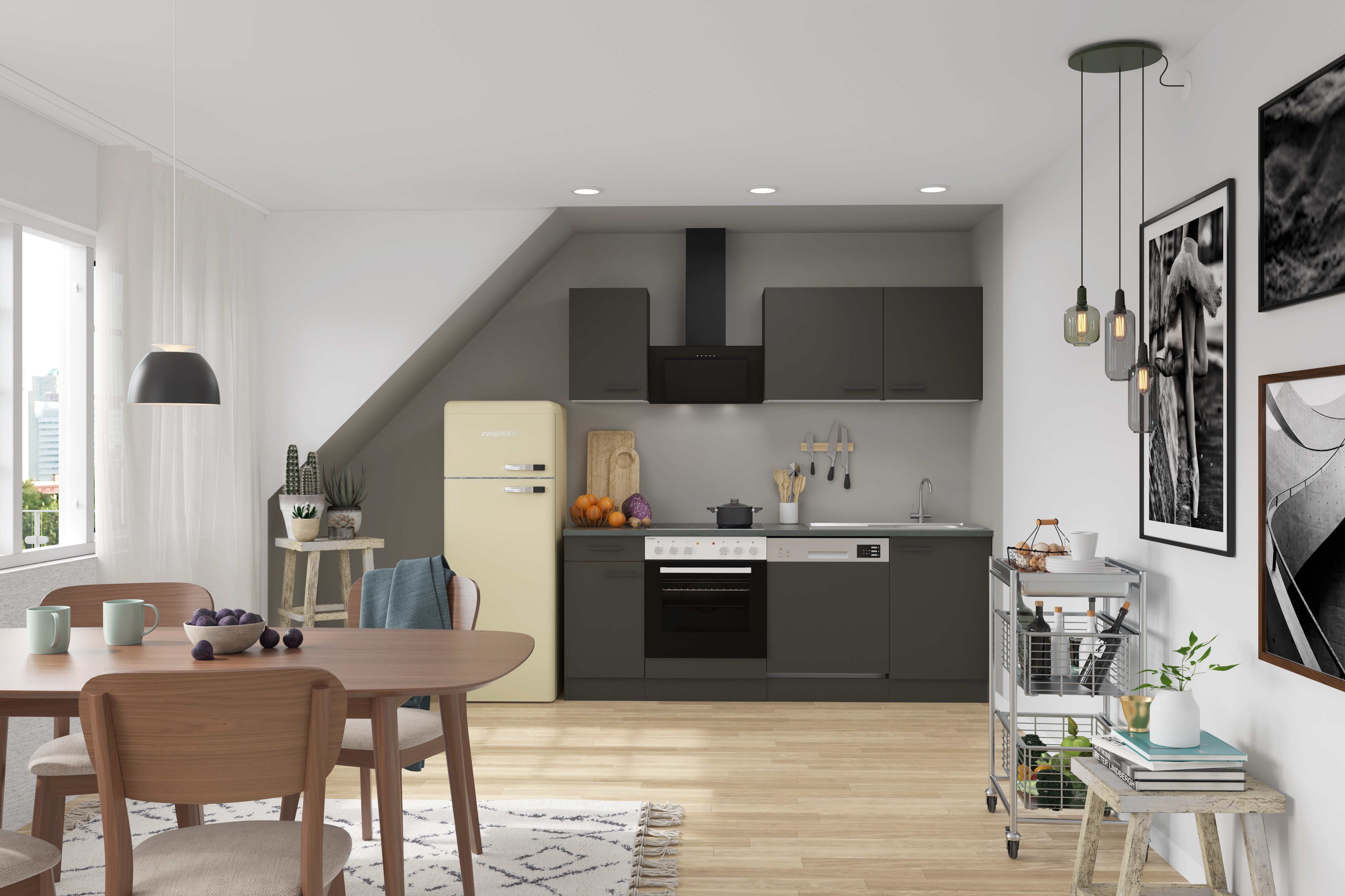 OPTIFIT Keukenblok Palma Breedte 210 cm, optioneel met elektrische apparaten, spiegelbeeld op te stellen