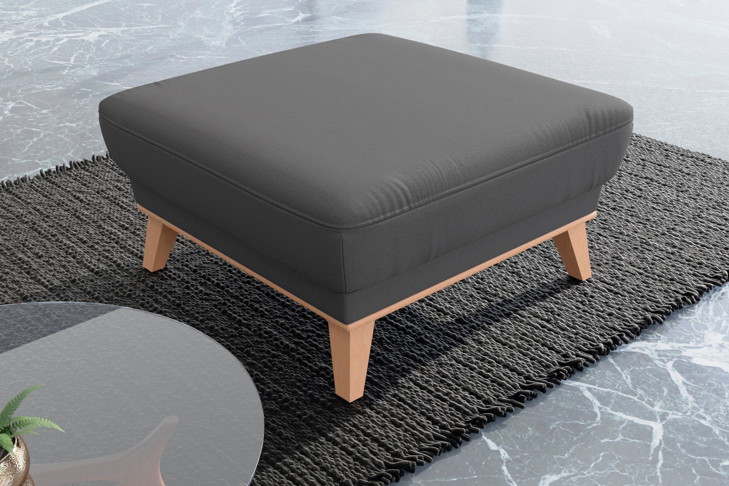 sit&more Hocker Lavida Met elegante houten lijst hockers maat Luxe-microvezel Euphoria grijs