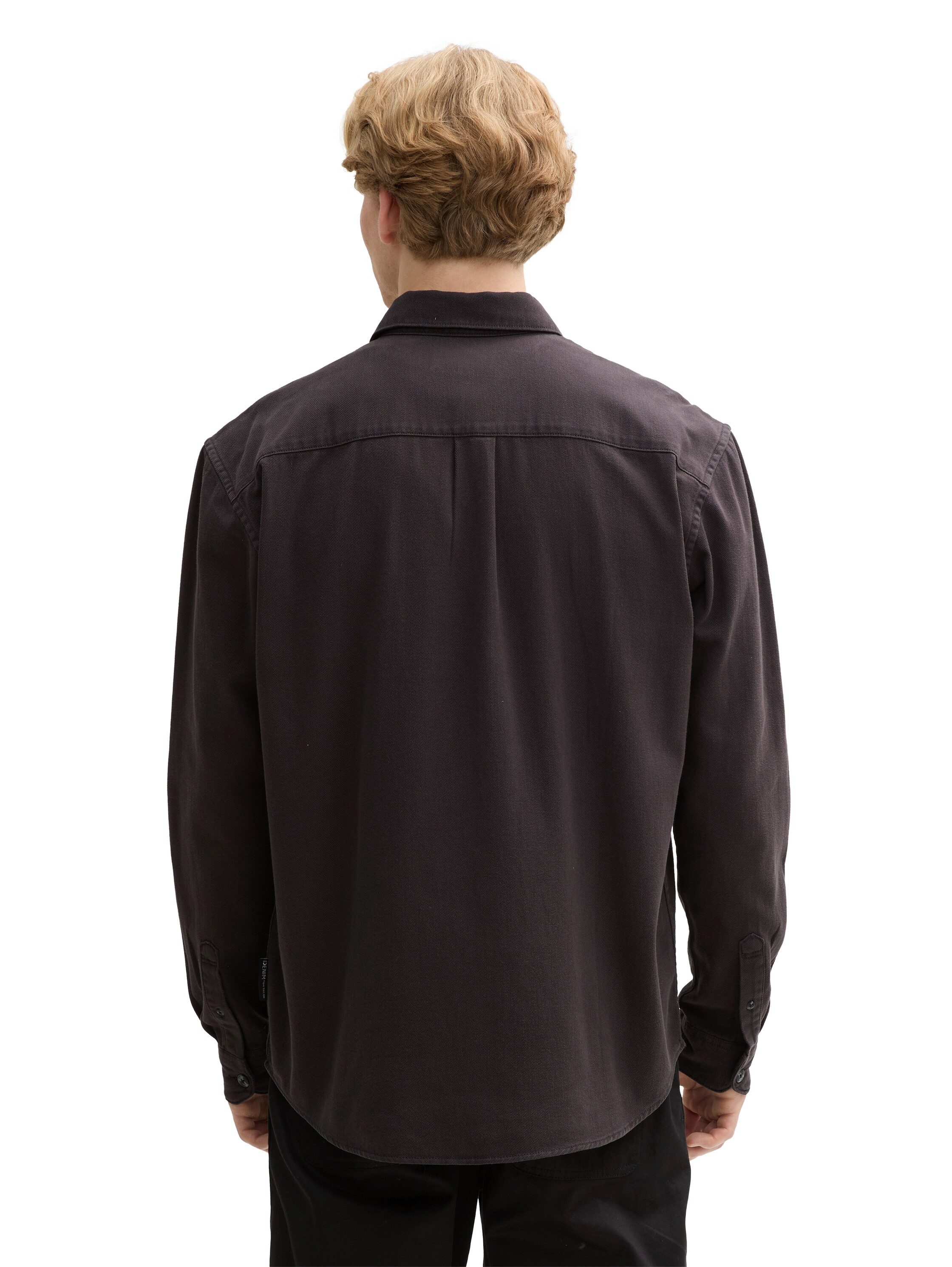 Tom Tailor Denim Overhemd met lange mouwen met borstzak van 100% katoen