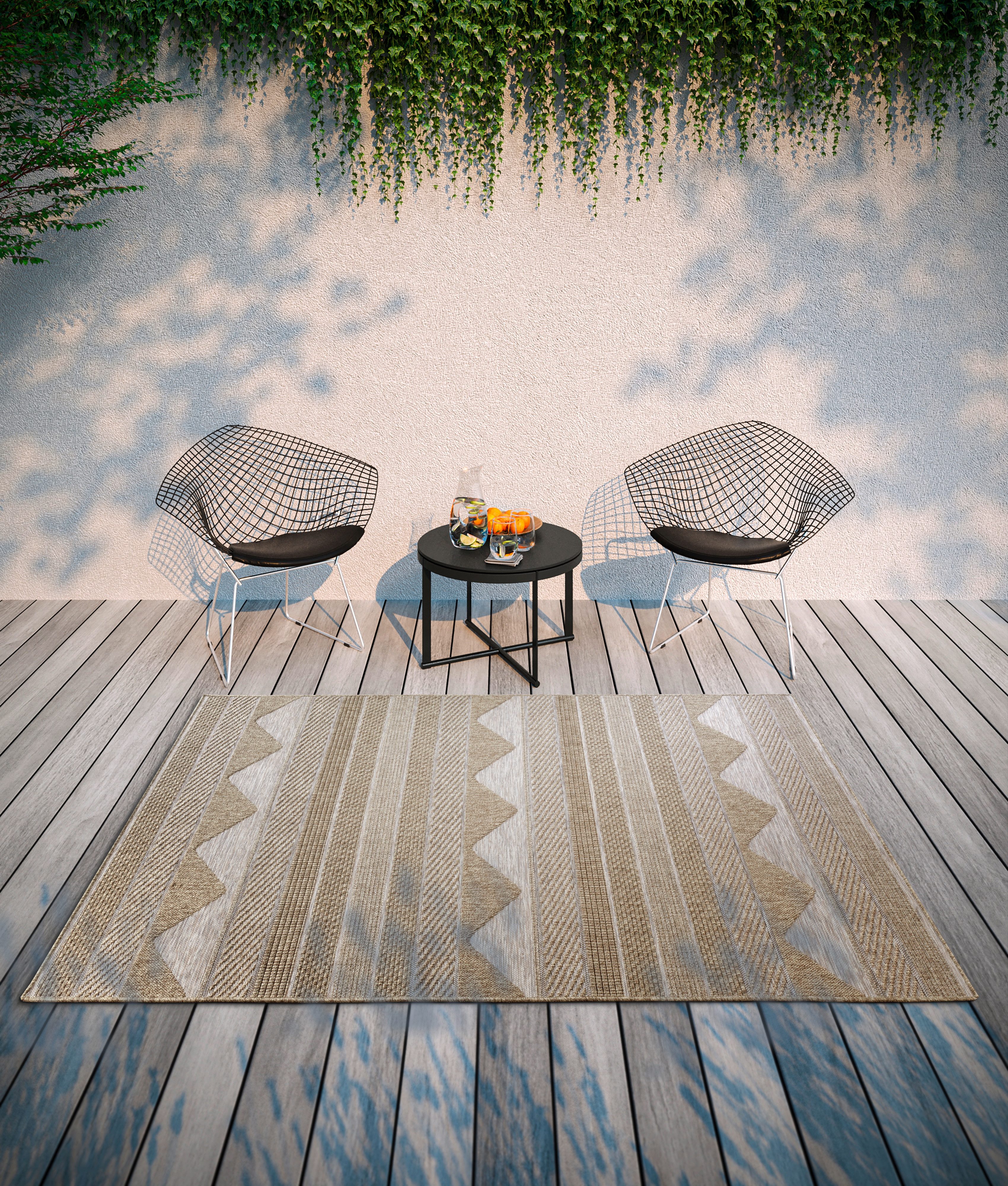 Villeroy & Boch Vloerkleed Elisabeth In-& Outdoor, Vlakweefsel, weerbestendig, Terras, Balkon, natuurlijk, modern