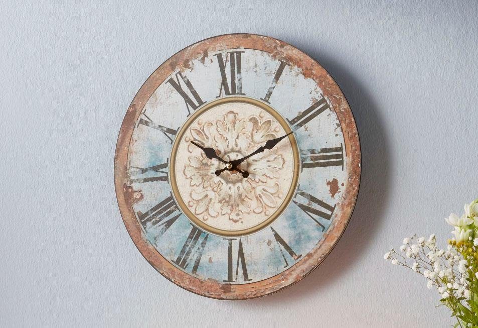 Home affaire Wandklok "Romance" romeinse cijfers, rond, ø 34 cm, vintage-look (1-delig)