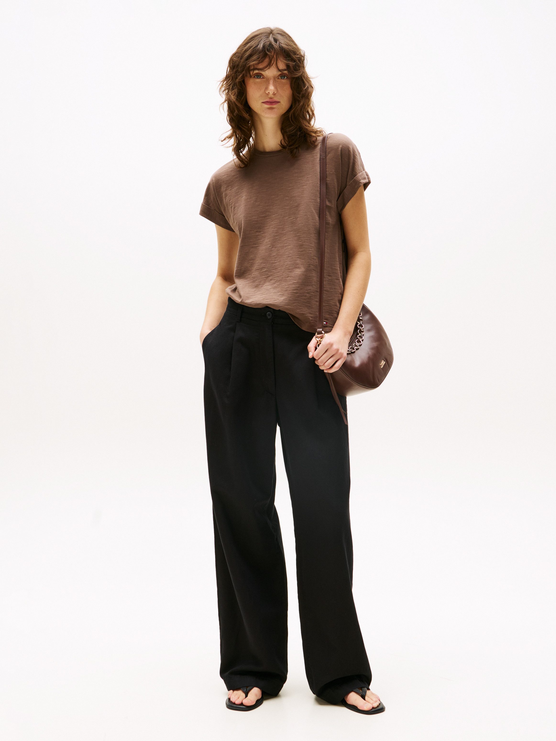Tommy Hilfiger Geweven broek TENCEL LINEN WIDE LEG PANT