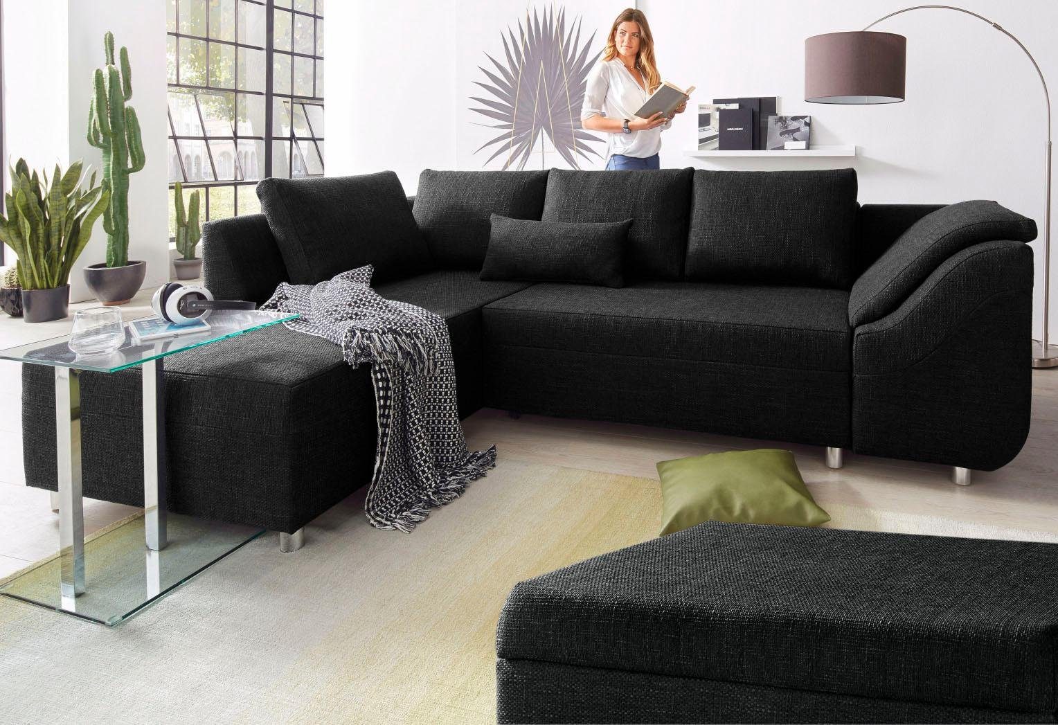 COLLECTION AB Hoekbank Sally L-vorm met en zonder slaapfunctie, inclusief losse rug- en sierkussens