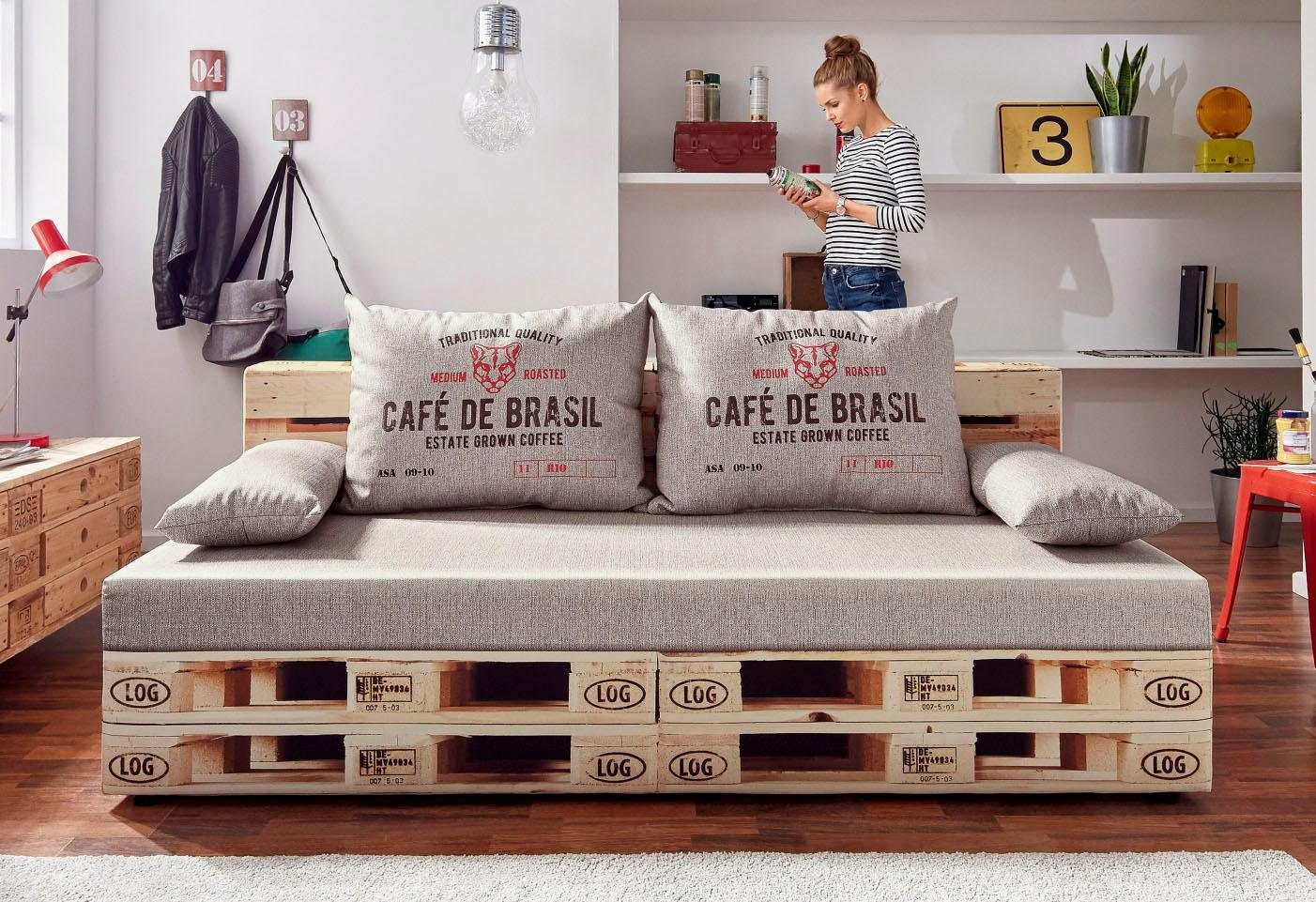 exxpo - sofa fashion Bedbank met slaapfunctie en bedkist, naar keuze met liftbedfunctie en binnenvering