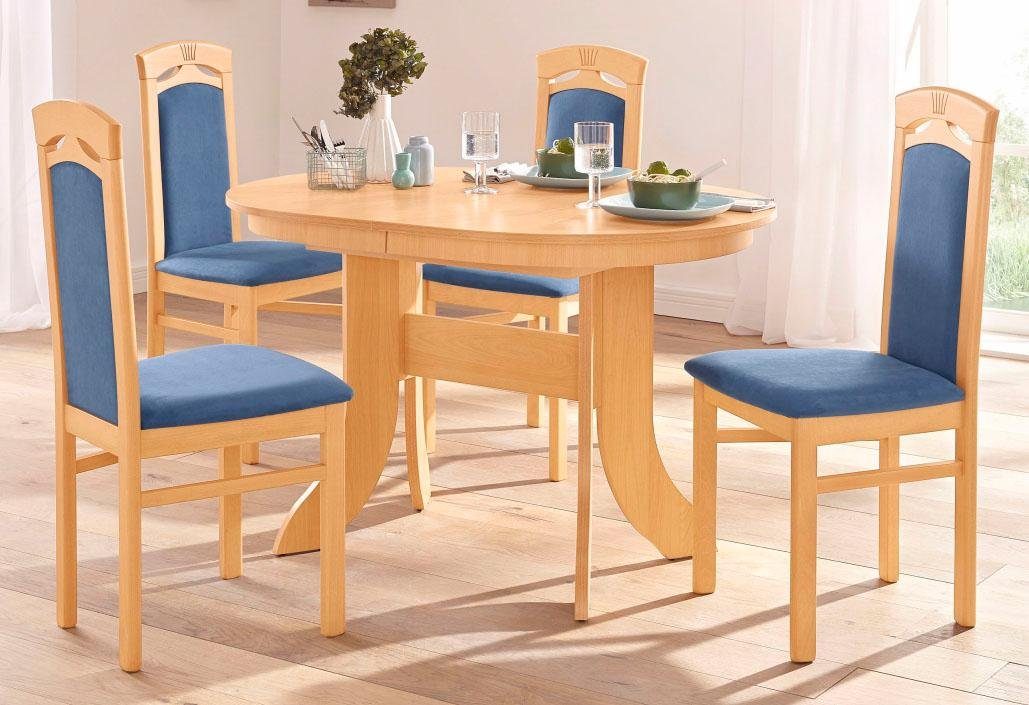 Home affaire Eetkamerstoel Anthony Houten stoel met decoratief freeswerk (set, 2 stuks)