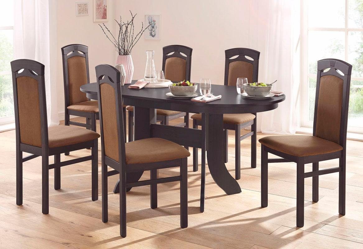 Home affaire Eetkamerstoel Anthony Houten stoel met decoratief freeswerk (set, 2 stuks)