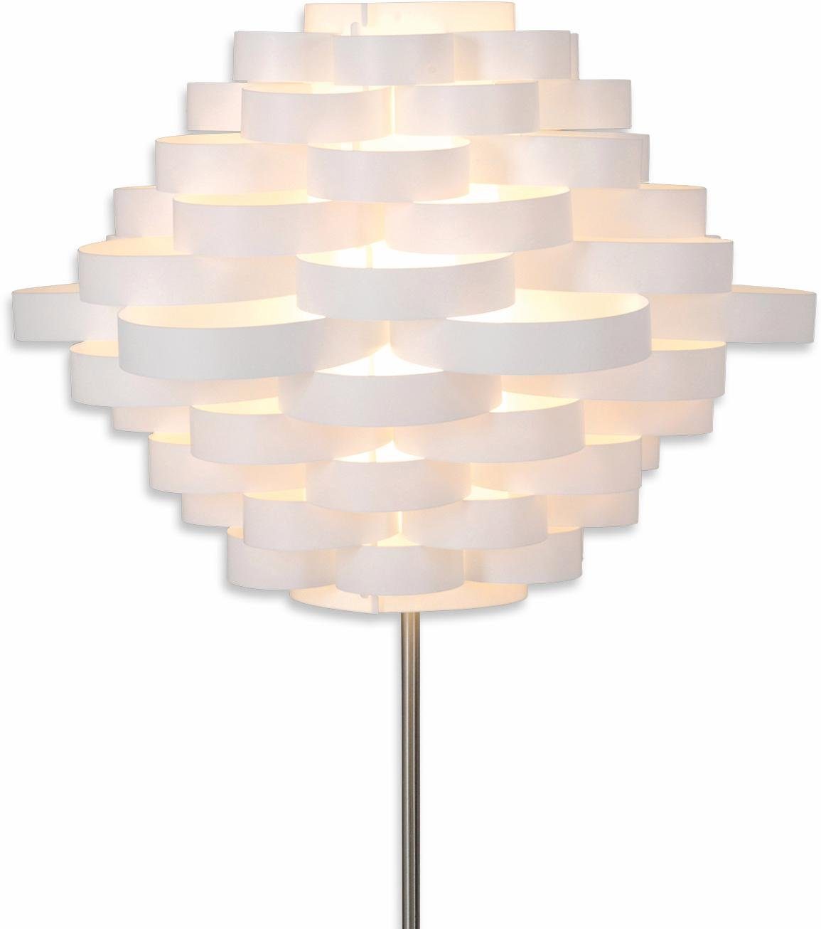 näve Staande lamp White LINE E27 max. 40 W, wit/nikkel, kunststof/metaal, h: 150 cm, d: 55 cm