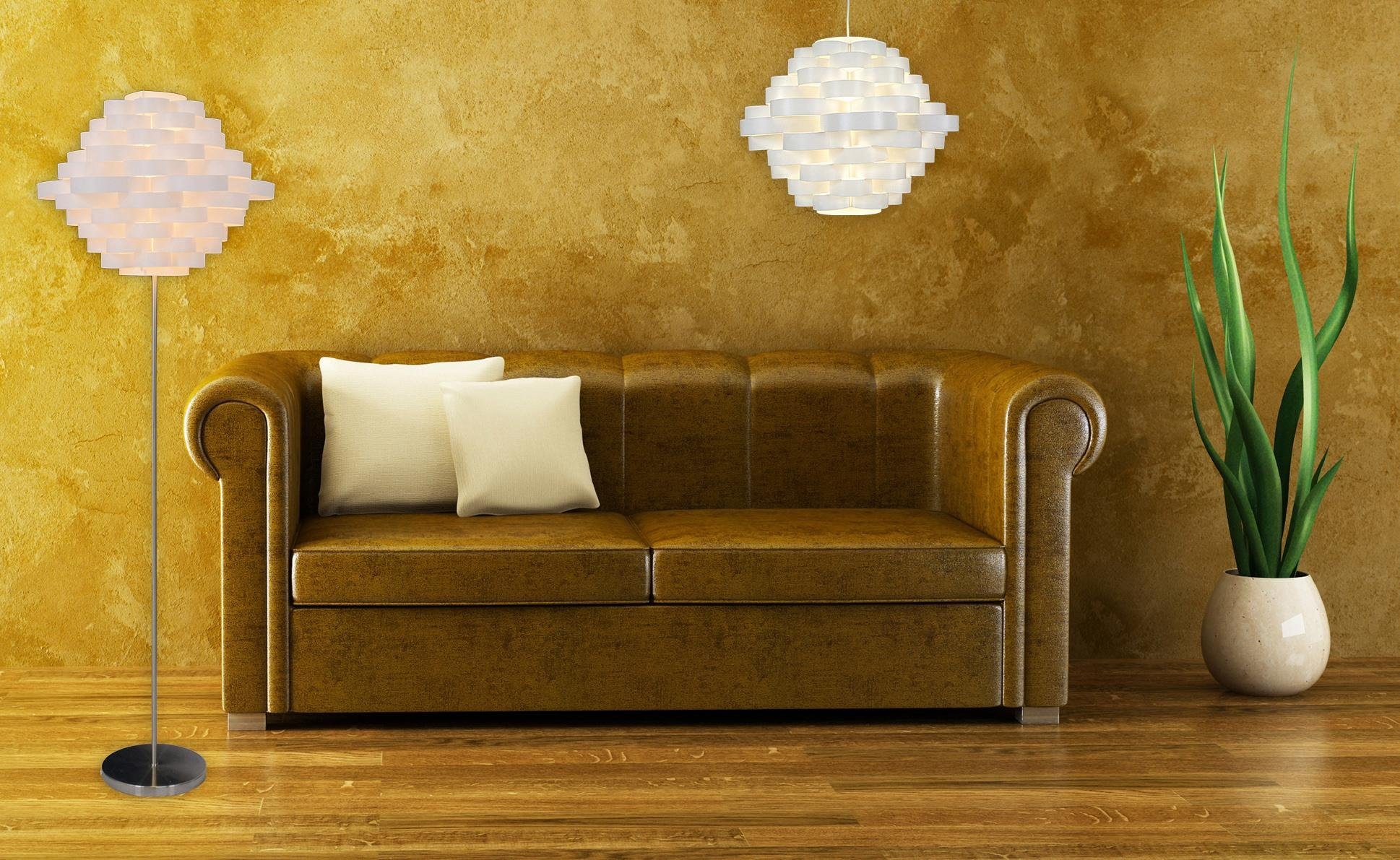 näve Staande lamp White LINE E27 max. 40 W, wit/nikkel, kunststof/metaal, h: 150 cm, d: 55 cm