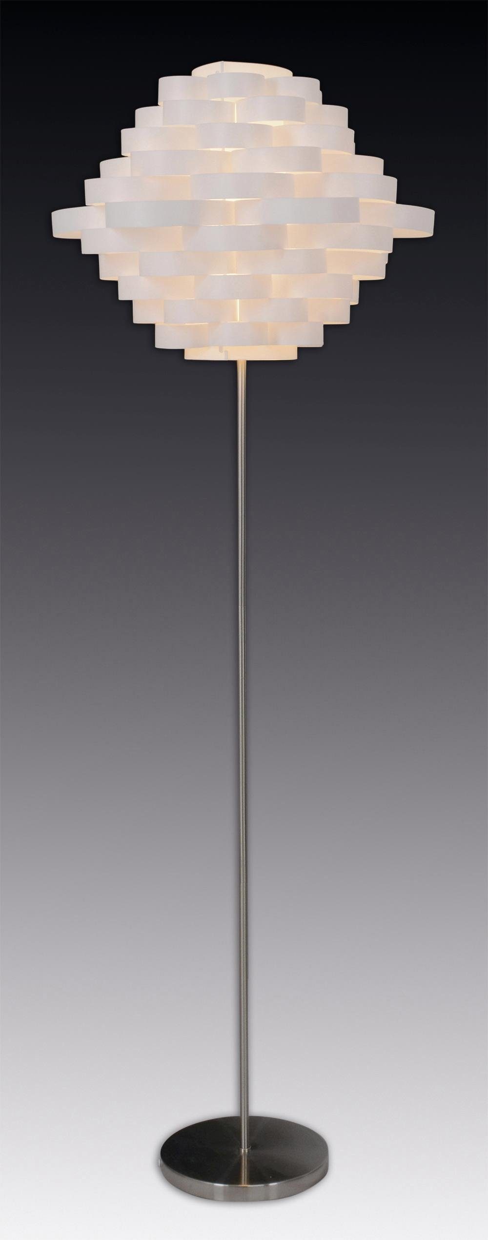 näve Staande lamp White LINE E27 max. 40 W, wit/nikkel, kunststof/metaal, h: 150 cm, d: 55 cm