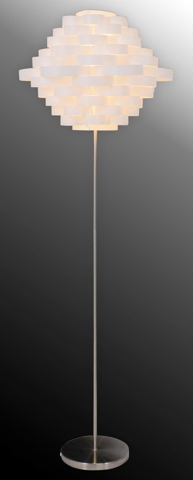 näve Staande lamp White LINE E27 max. 40 W, wit/nikkel, kunststof/metaal, h: 150 cm, d: 55 cm