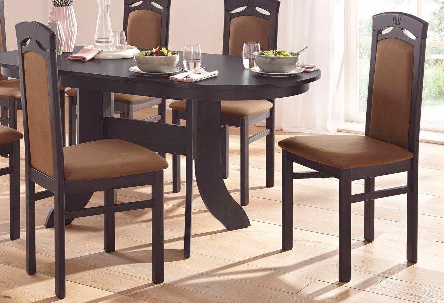 Home affaire Eetkamerstoel Anthony Houten stoel met decoratief freeswerk (set, 2 stuks)