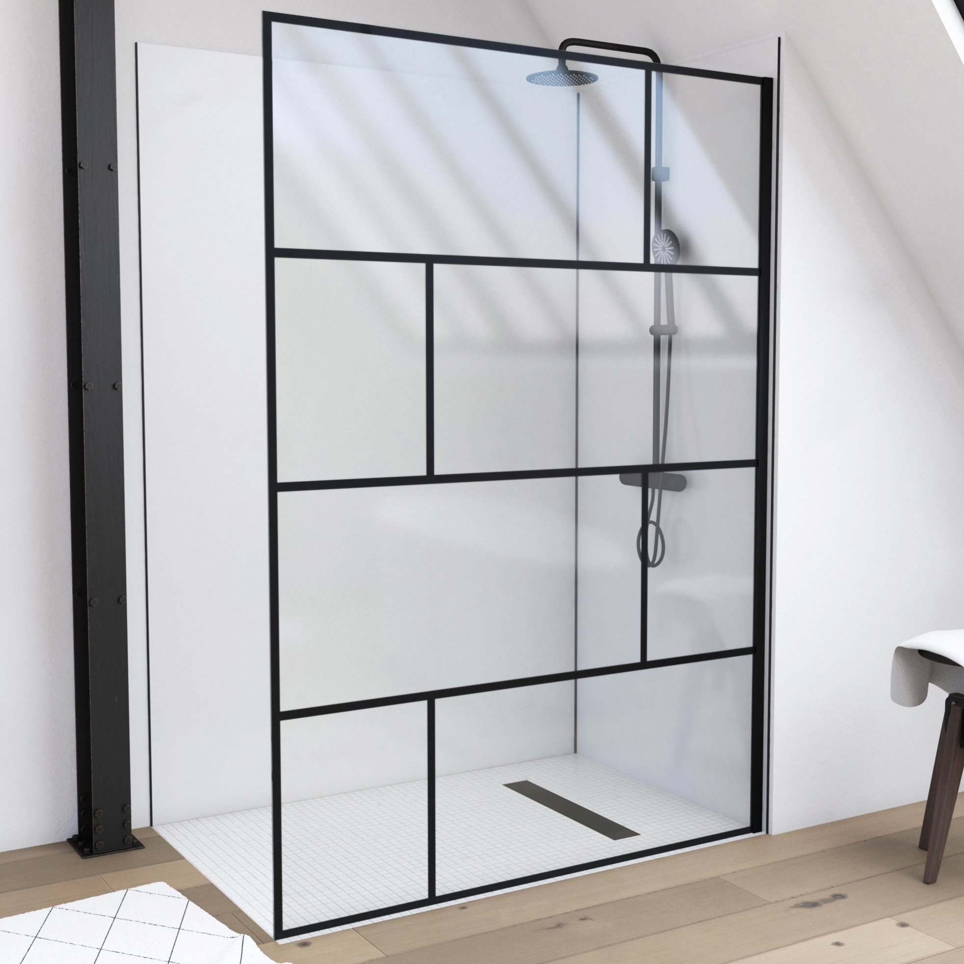 Marwell Walk-in-douche Bricks zonder houderstang, 90x195 cm, 90 cm
