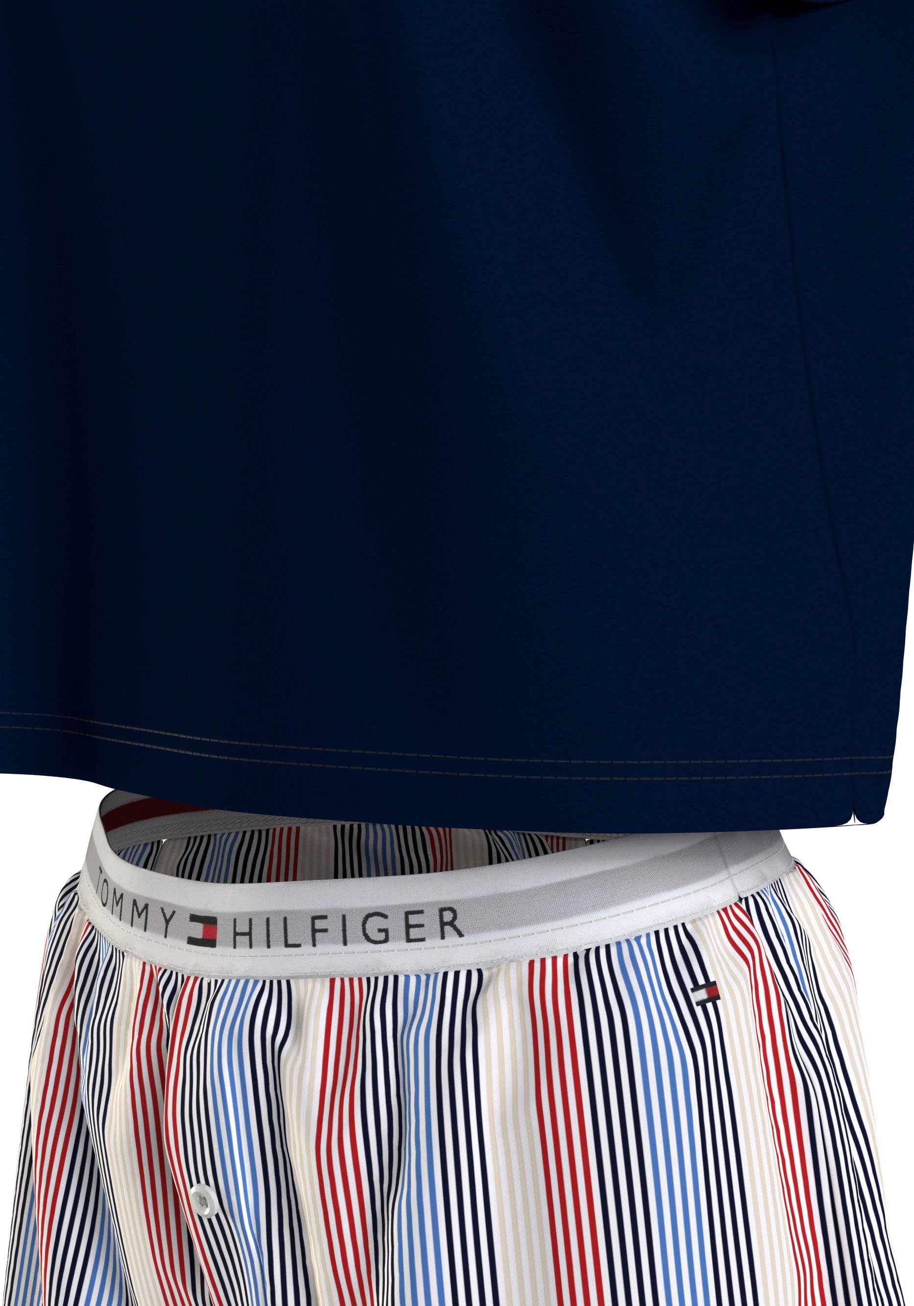 Tommy Hilfiger Underwear Shortama SS PYJ SET WOVEN Shirt effen, shorts bedrukt (set, 2-delig, Shirt + short)