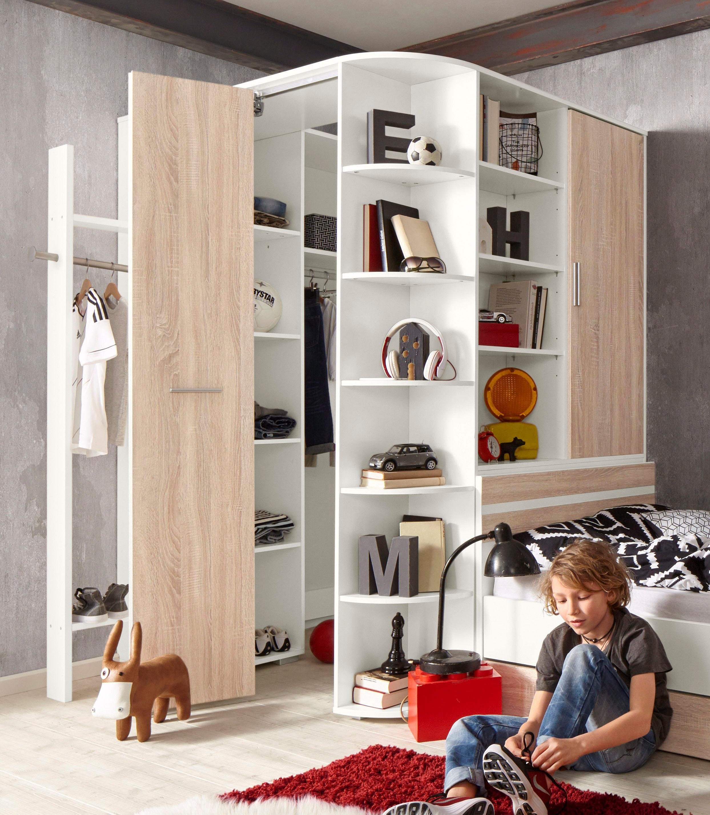 Wimex Tienerkamerset Joker kledingkast met garderobe, bed en opberglades (set, 4-delig)
