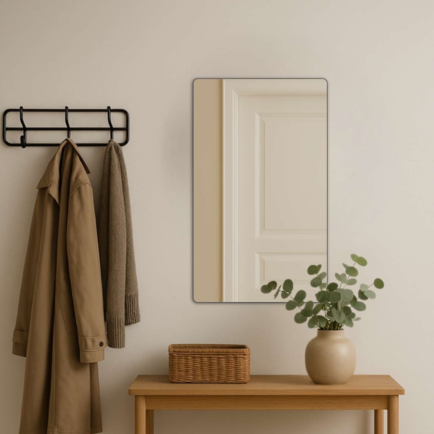 Loevschall Spiegel Refine, wandspiegel voor alle ruimte types, stijlvolle lijst garderobe spiegels maat 60 cm x 100 cm x 1,5 cm zwart