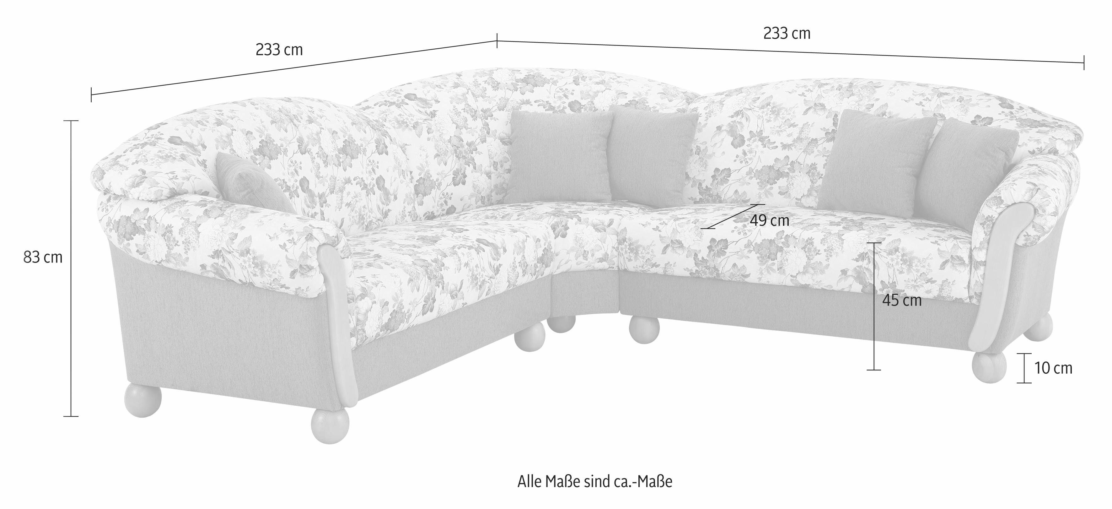 Home affaire Hoekbank Milano, comfortabel met binnenvering, B/D/H 233/233/83cm, landhuisstijl, L-vorm