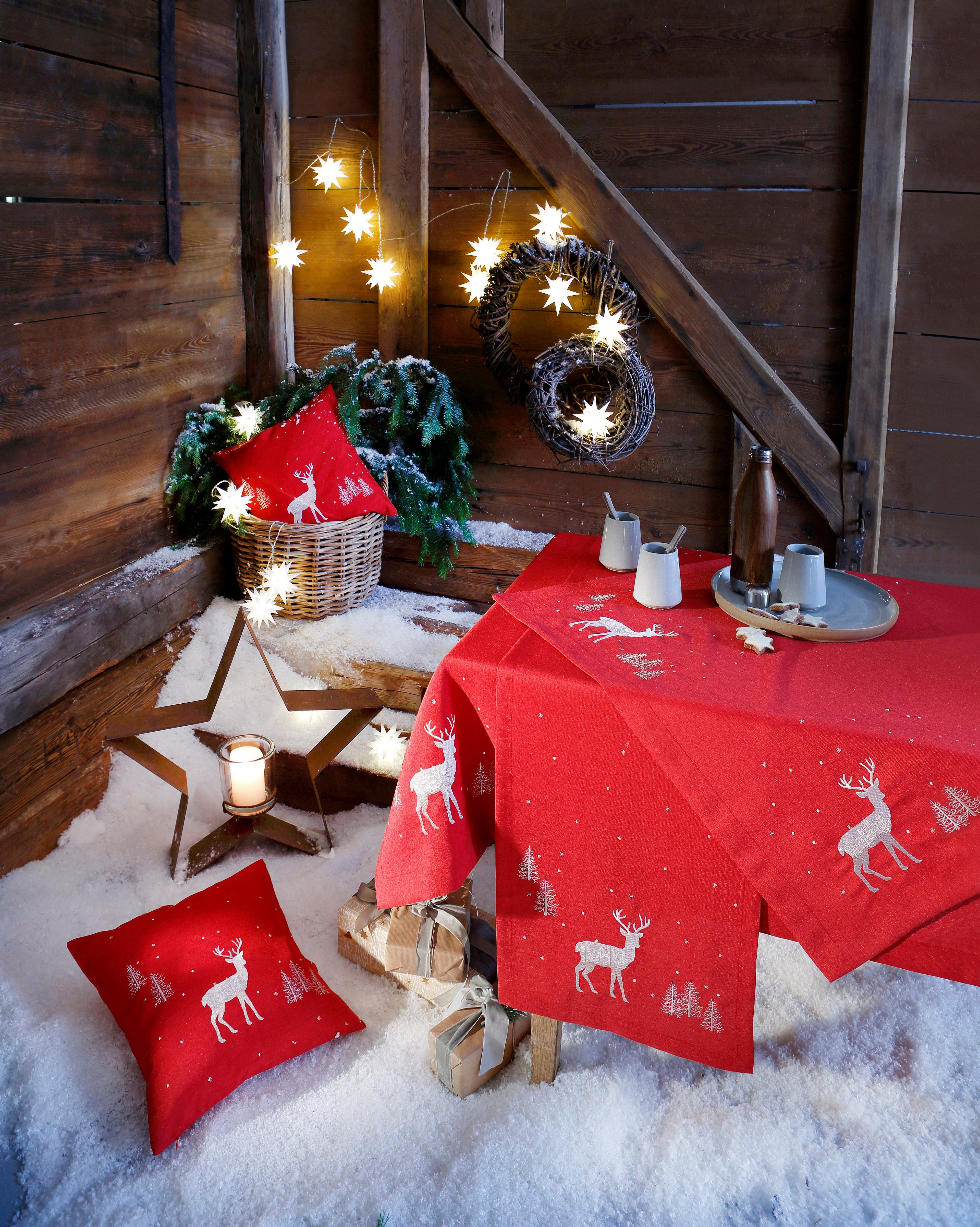 Dreams Tafellaken Edelhert, kerstversiering rood (1 stuk)