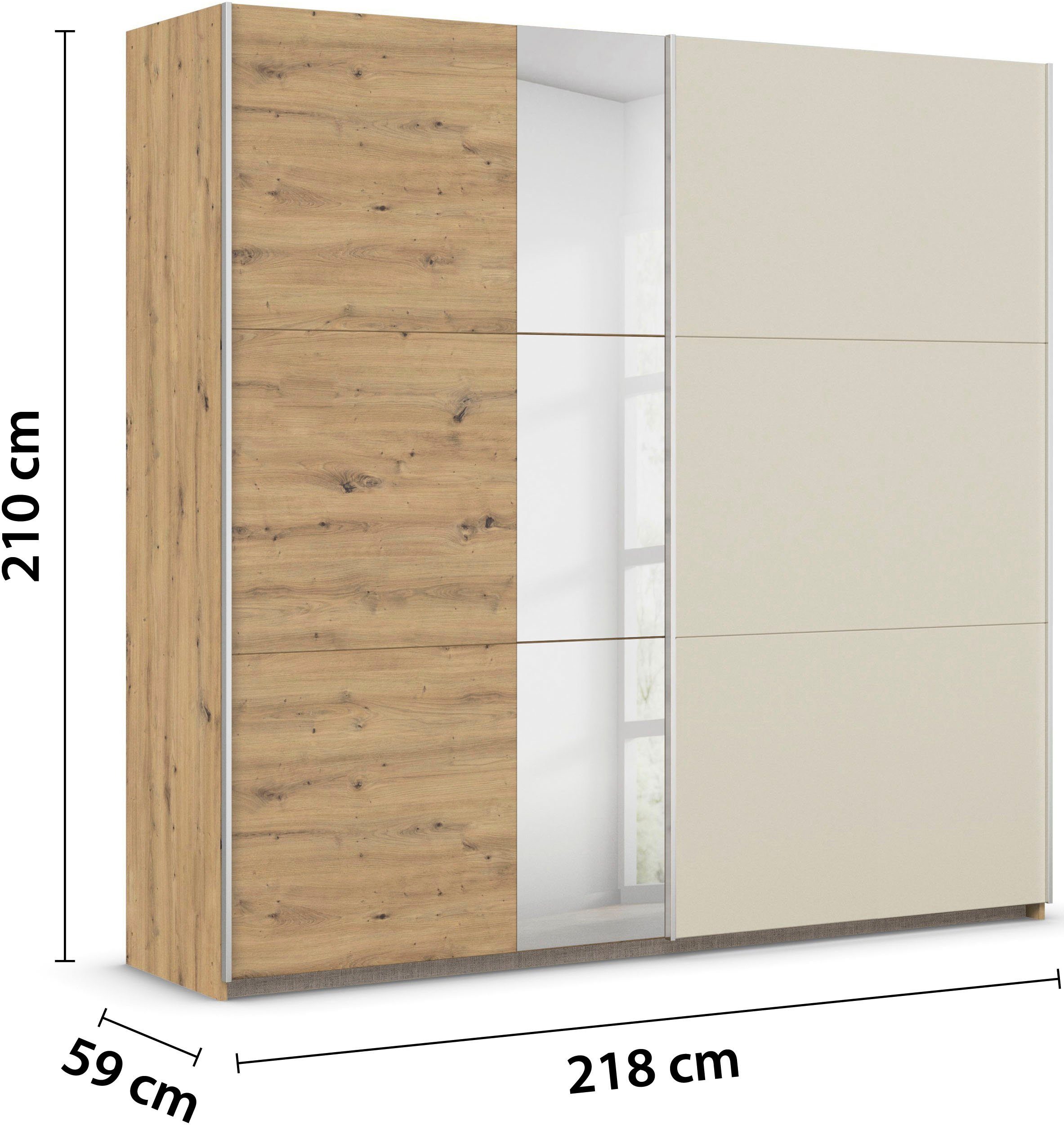 rauch Slaapkamerserie Monza met schuifdeurkast breedte 218 cm, bedcombinatie in 2 breedtes