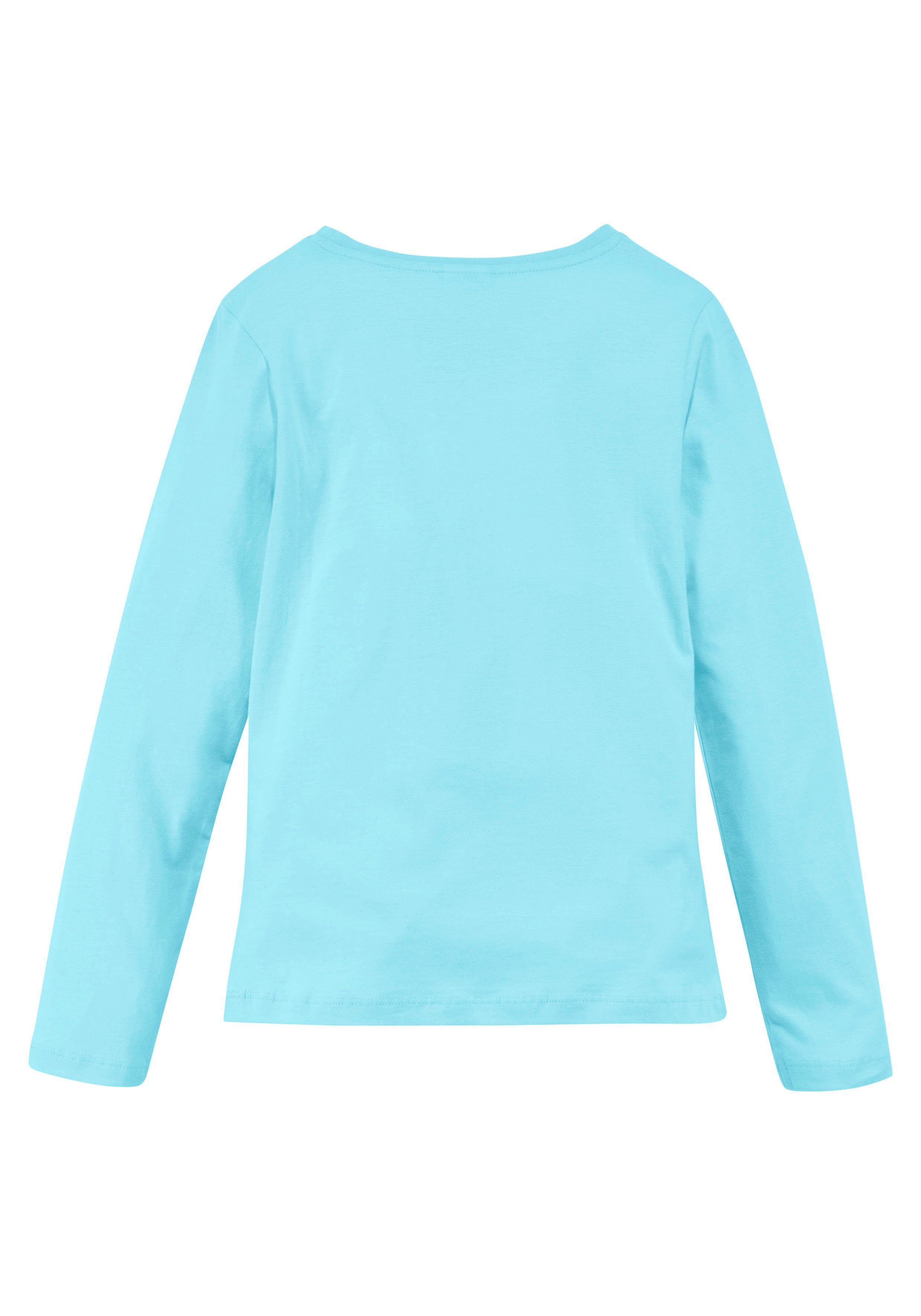 KangaROOS Shirt met lange mouwen Lange mouwen, getailleerde snit, met logoprint, ronde hals