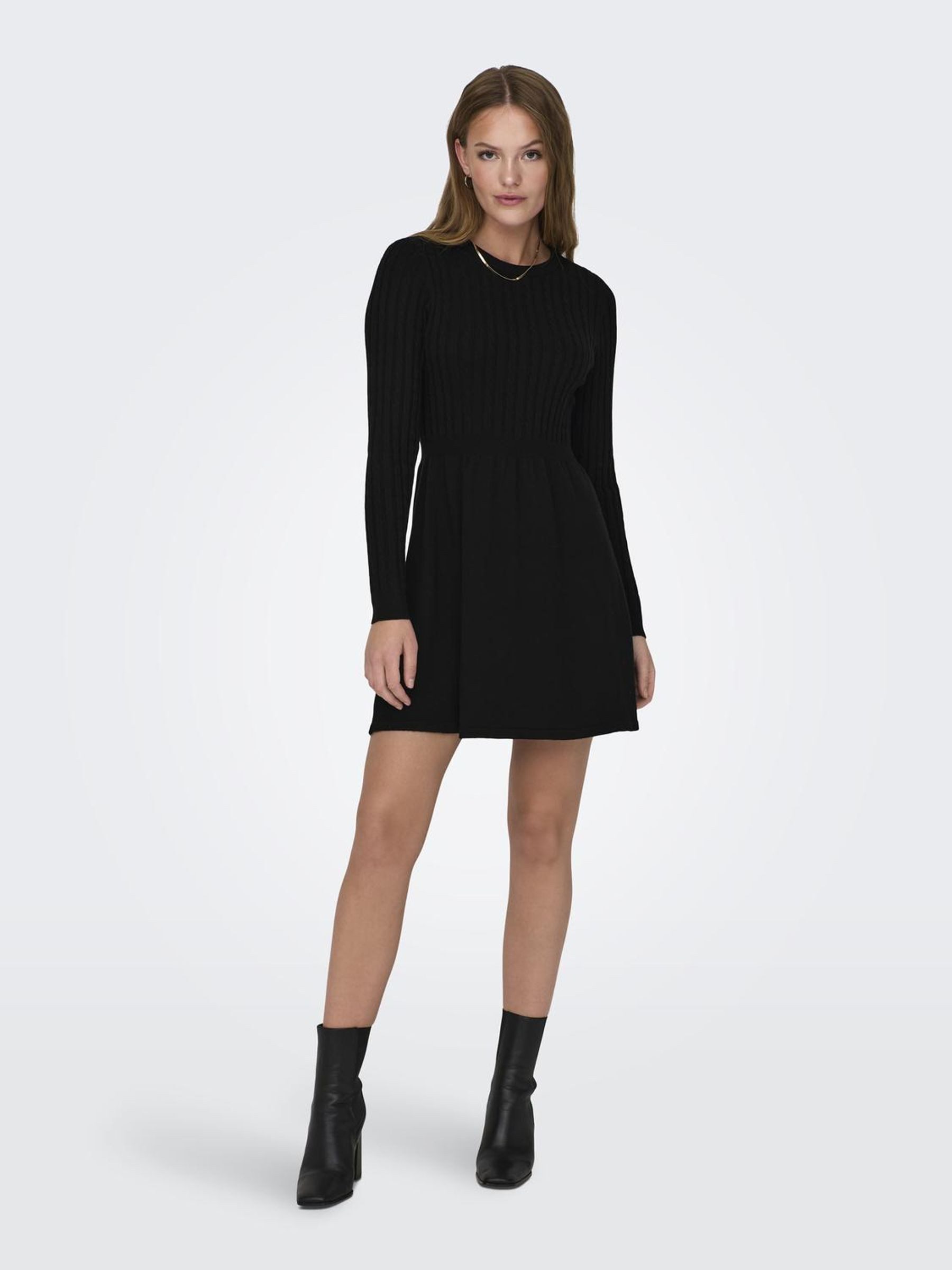 Only Gebreide jurk ONLFIA LS CABLE DRESS KNT