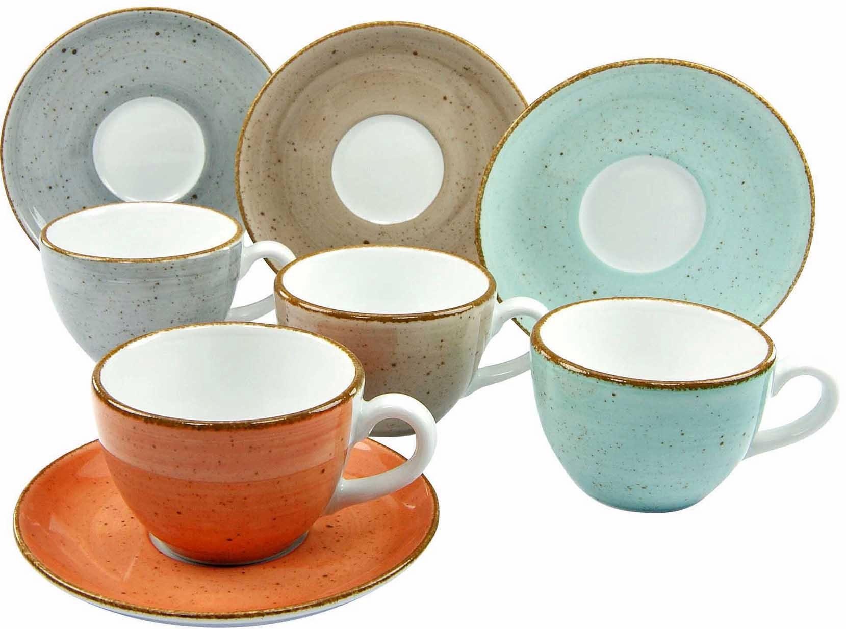 CreaTable Kopje set vintage nature 4 koffiekopjes, 4 schoteltjes (set, 8-delig)