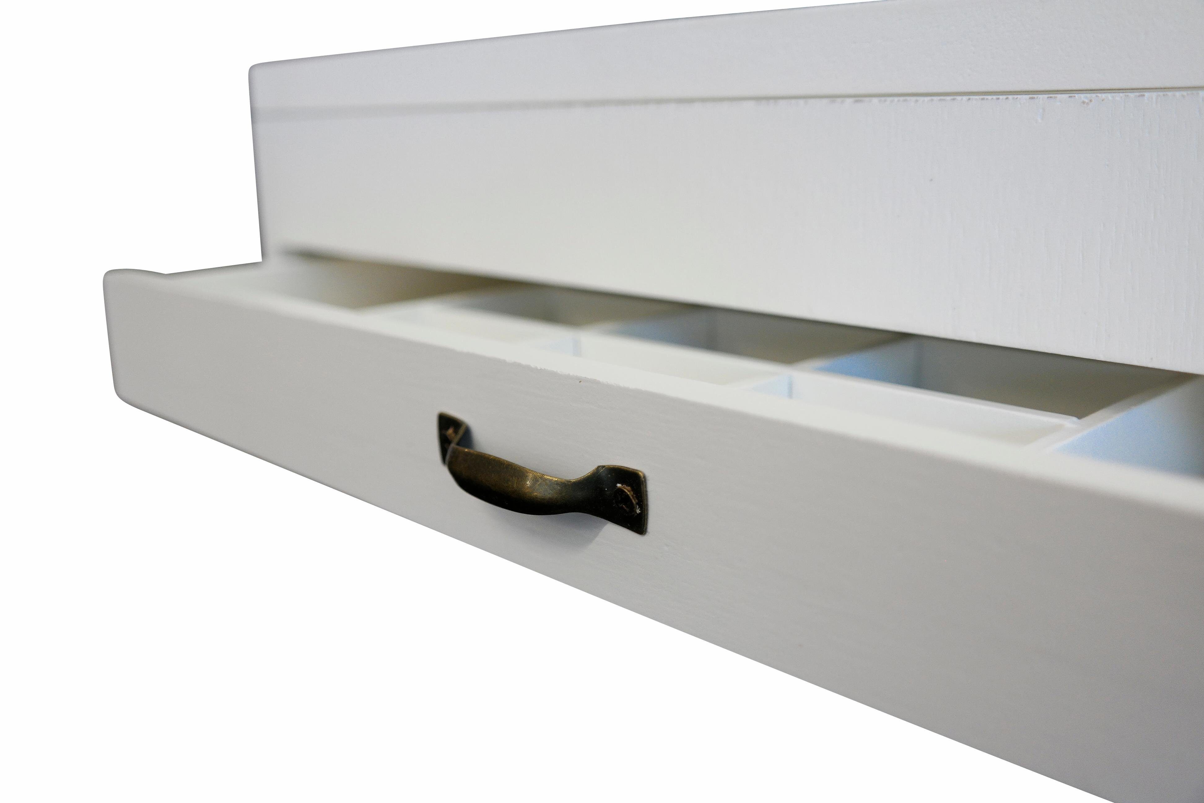 Myflair Möbel & Accessoires Opbergbox Letterkast, wit, met deksel van glas & lade
