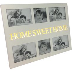 myflair moebel  accessoires led-fotolijstje collage fotolijstjes, wit, met geïllumineerd opschrift " home sweet home", fotoformaat 4x 10x15 cm  2x 10x10 cm wit