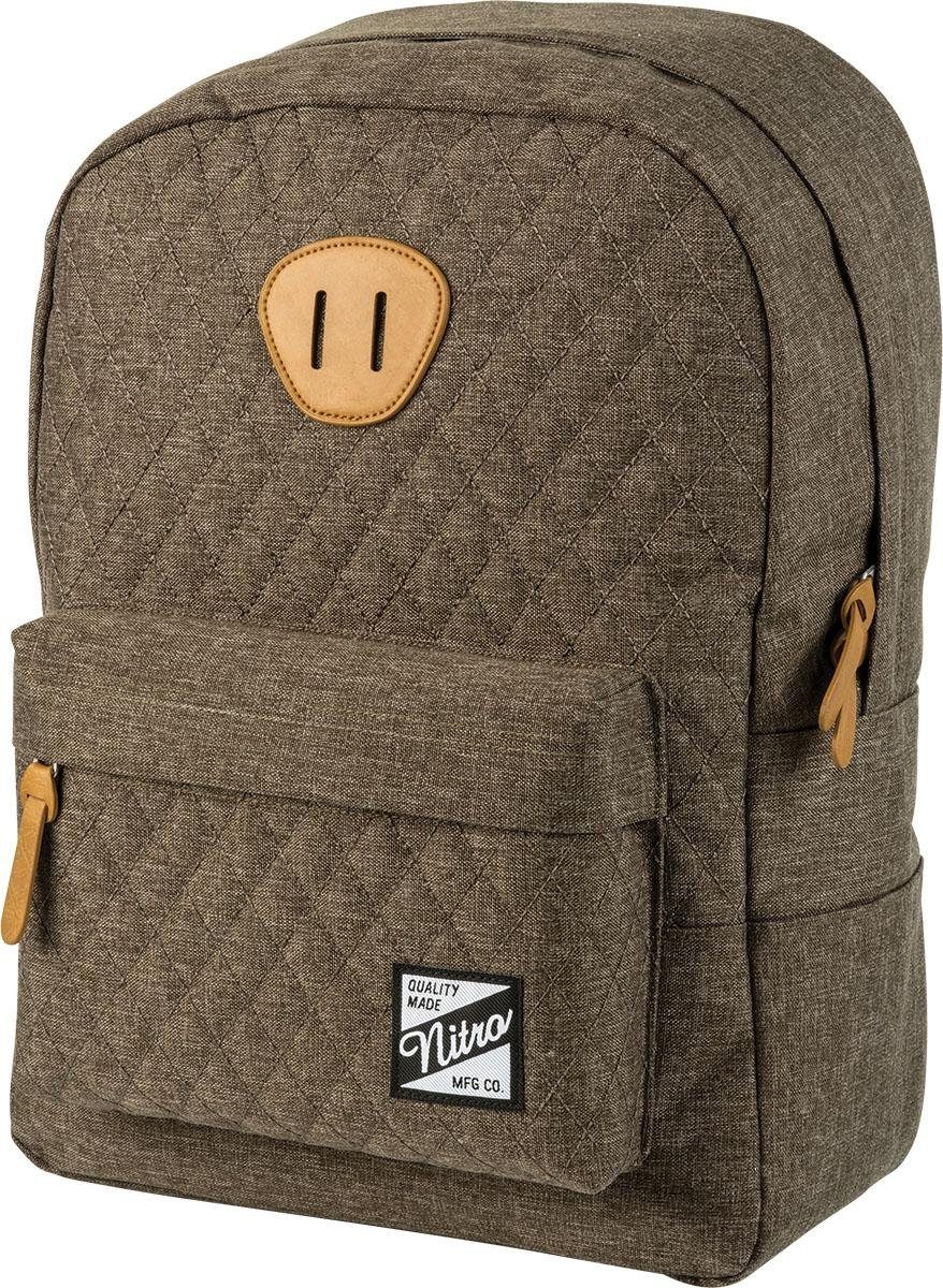 NITRO Vrijetijdsrugzak Urban Classic Daypack met laptopvak, alledaagse rugzak, schoolrugzak kinderen rugzakken bruin