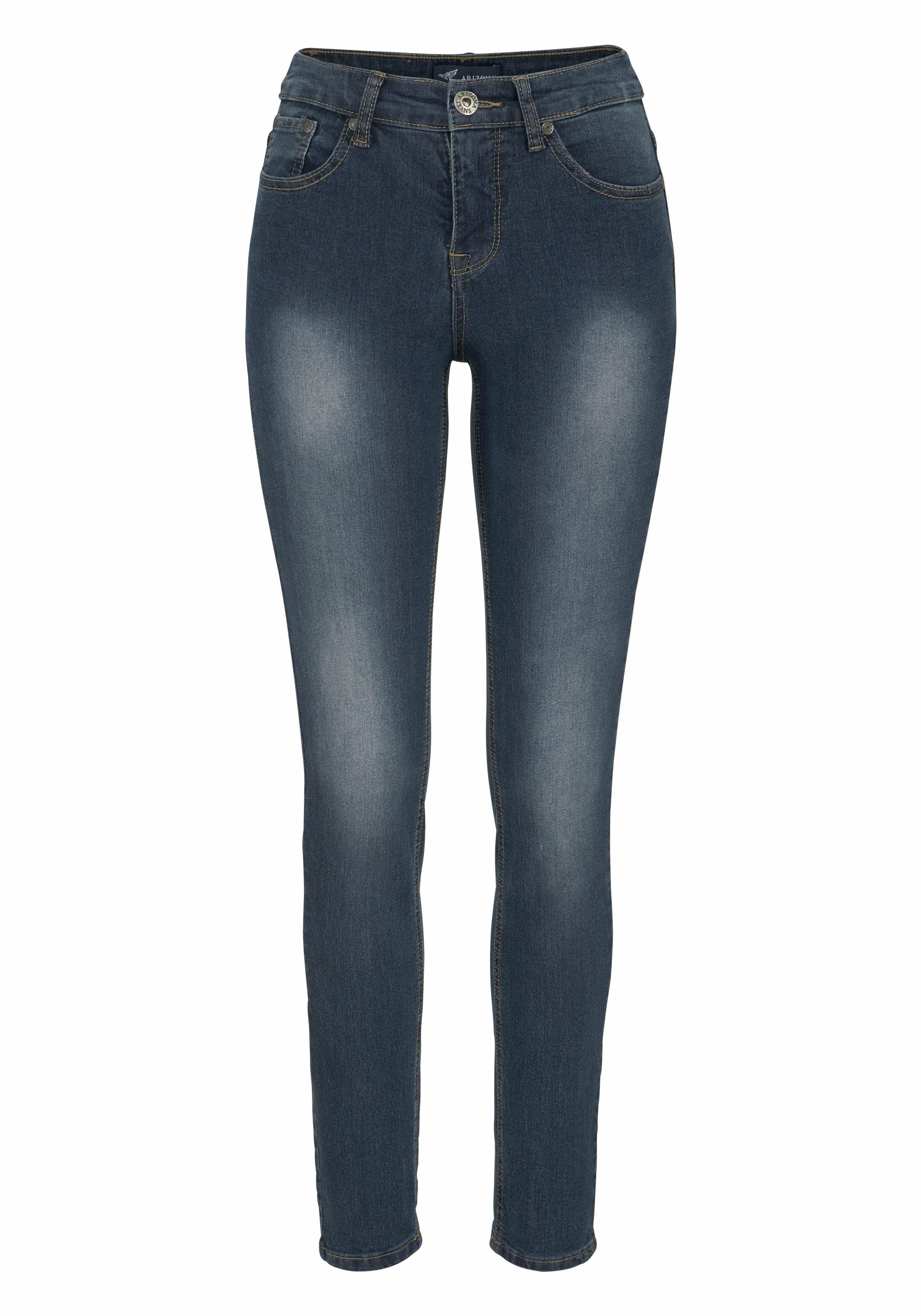 Arizona Slim fit jeans Shaping strakke pasvorm, skinny jeans, used-look-wassing, hoge taille
