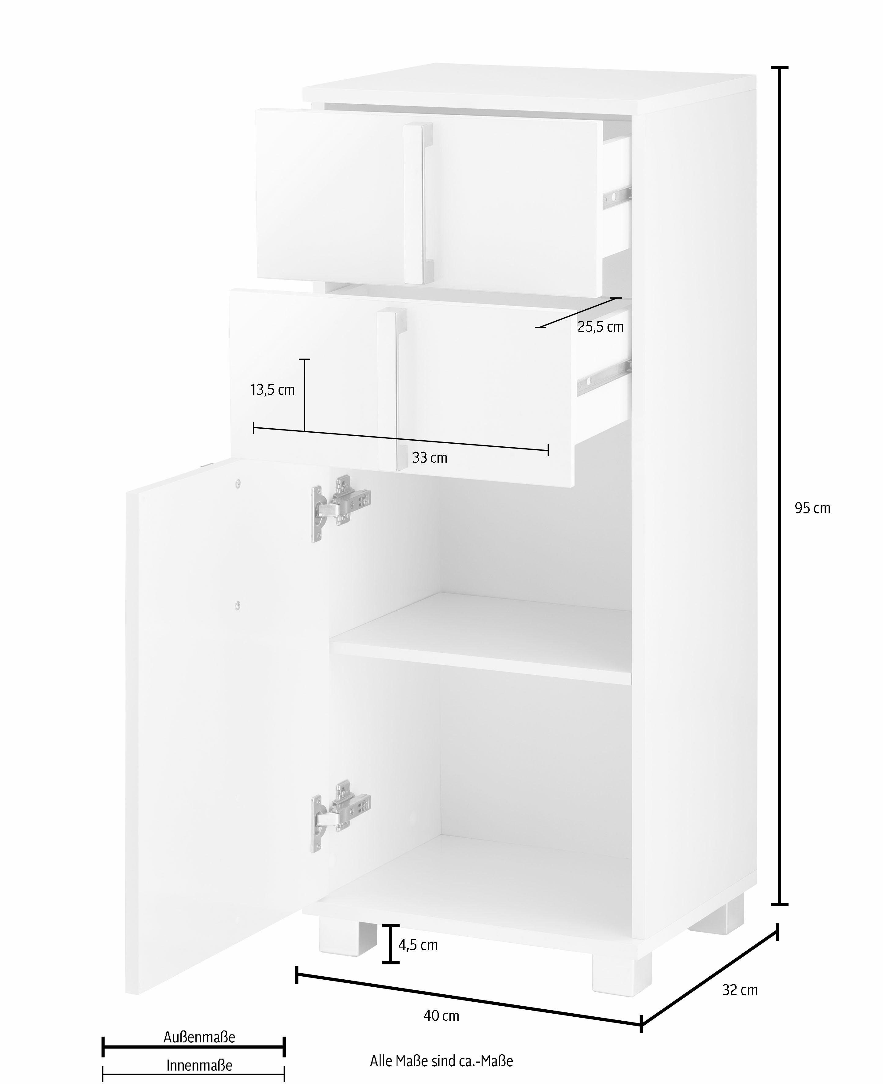 Schildmeyer Onderkast Kampen made in Germany Breedte 40 cm, met metalen handgrepen, deur met soft-closefunctie