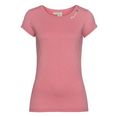 ragwear t-shirt mint o met logo-opschrift en sierknoop-applicatie in natuurlijke hout-look roze