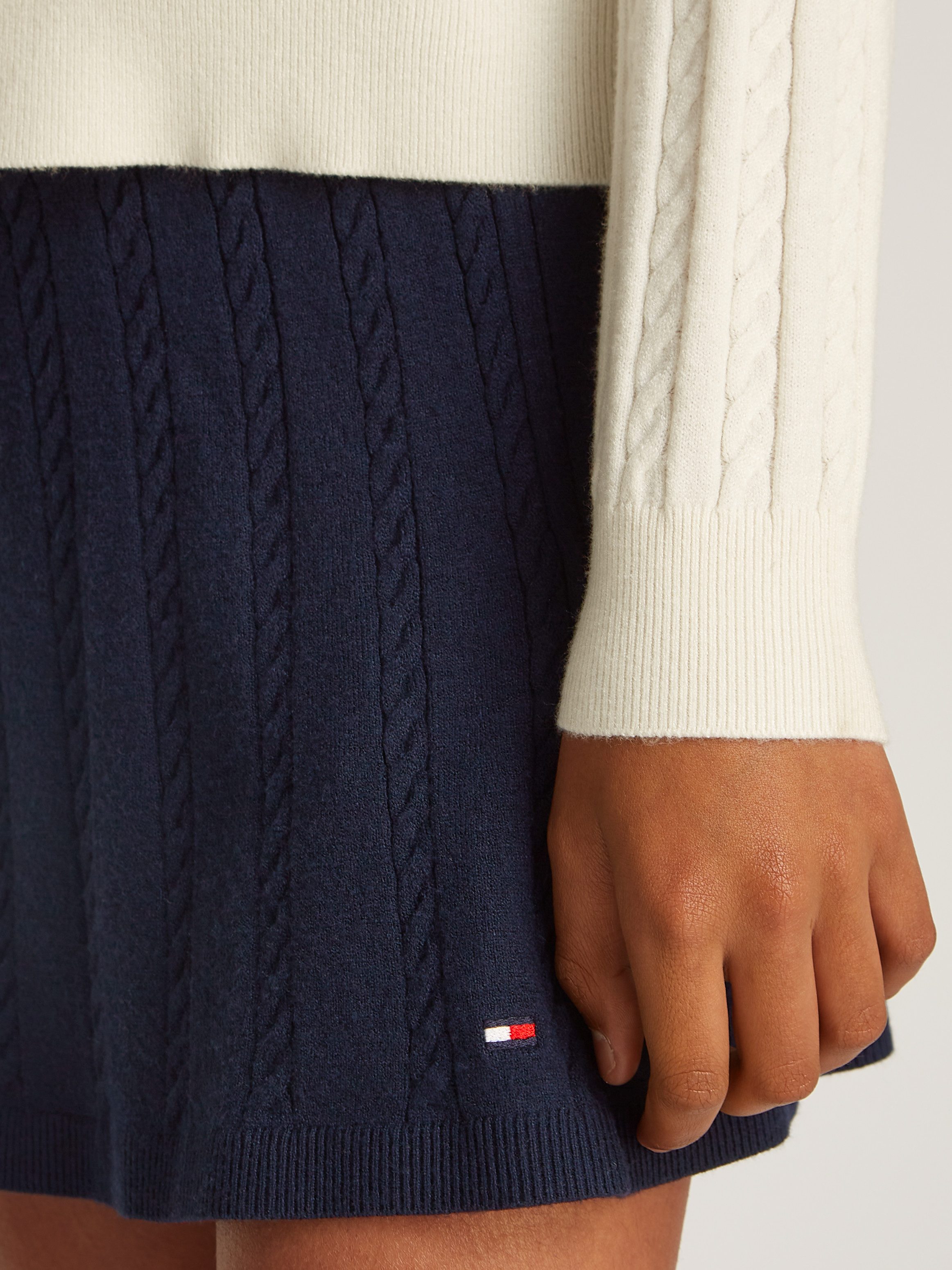 Tommy Hilfiger Gebreide rok MINI CABLE SKIRT met klein kabelpatroon