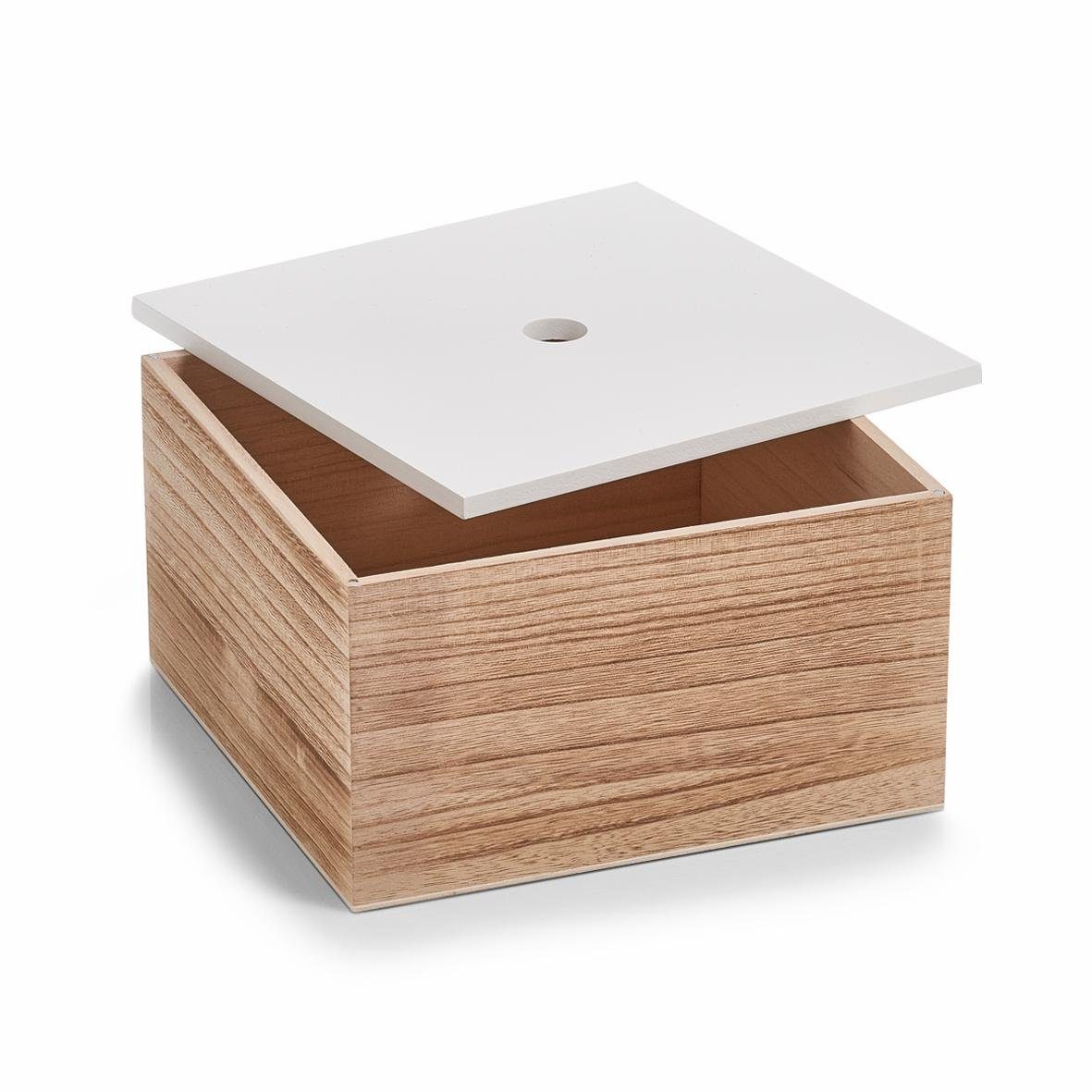 Zeller Present Opbergbox set van 3, hout, wit / naturel